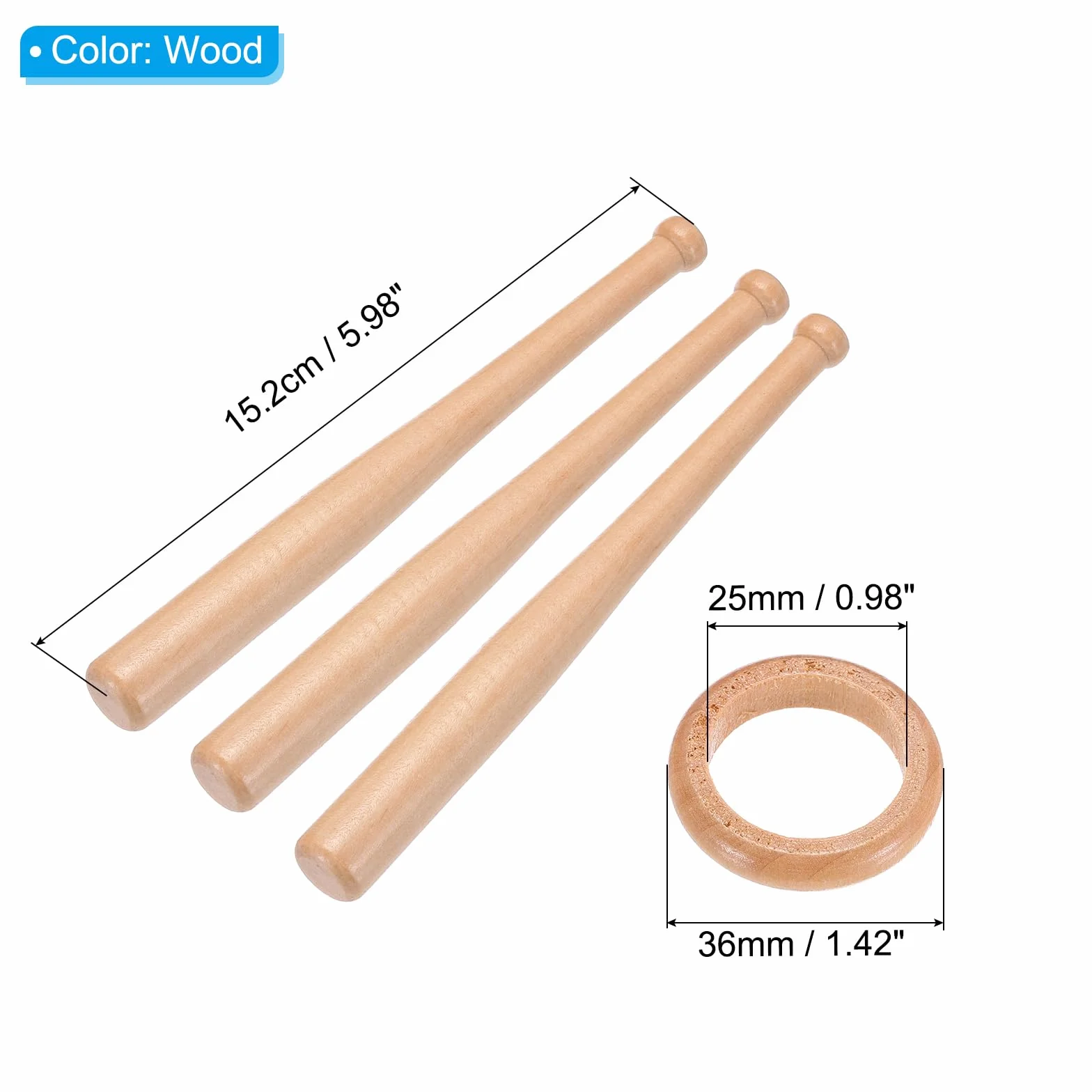 PATIKIL Baseball Supporto Espositore in Legno con Mini Mazze Centrotavola