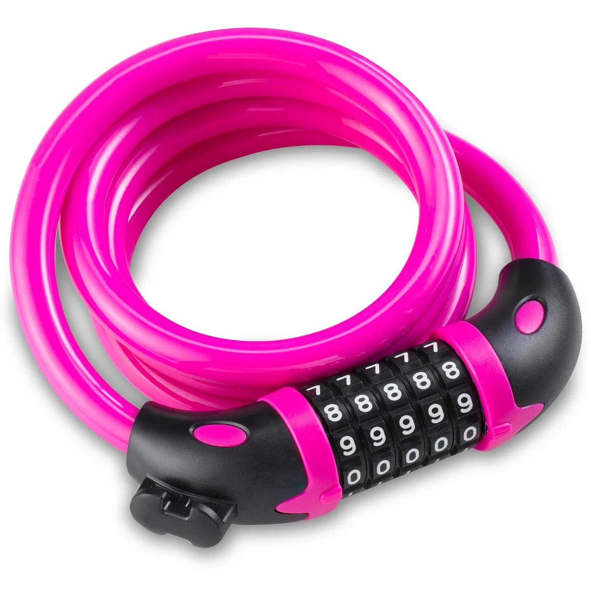 Opaza Lucchetto per Bici, Catena per Bici Alta Sicurezza Lucchetto a 5 Cifre Combinazione Resettabile Cavo di Sicurezza per Bicicletta,Scooters, 1,2 Mx12 mm (Rosa)