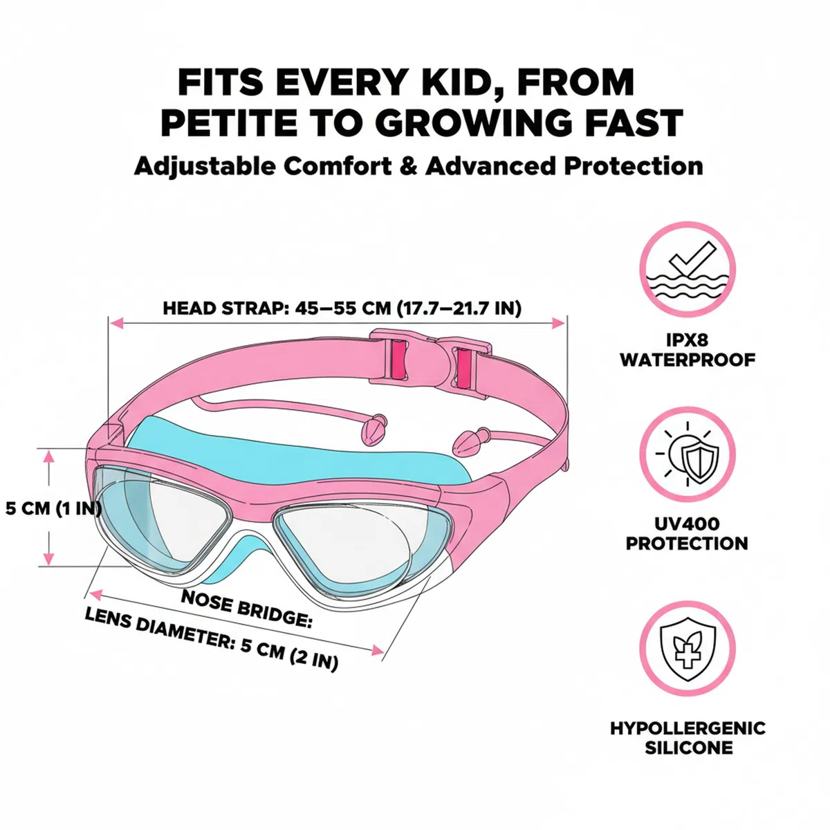 Occhialini da Nuoto Anti-Appannamento per Uso Generale | Protezione UV, Impermeabili, Guarnizione in Silicone | Occhialini da Nuoto per Bambini da 6 a 14 Anni