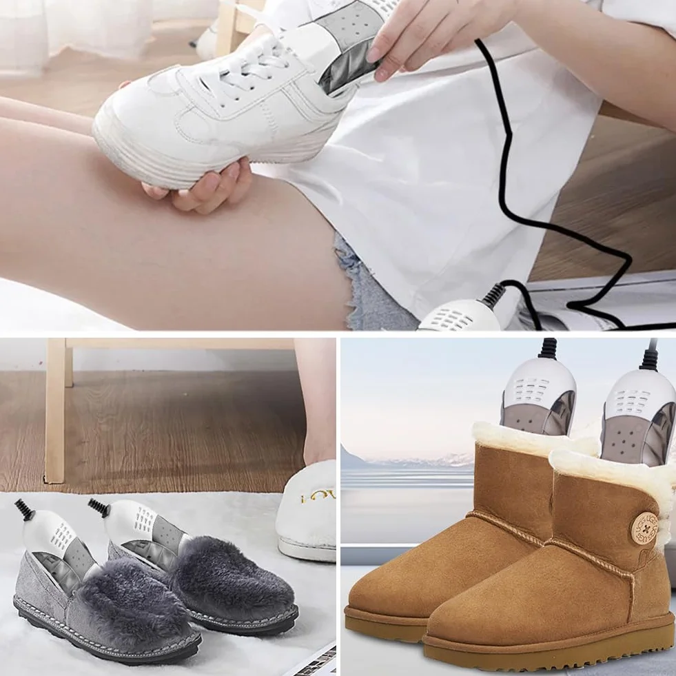 Asciuga Scarpe Elettrico, Asciugatrice Portatile per Calzature, Asciuga Scarpe Portatile, Scalda Scarpe e Scarponi per Asciugare Le Scarpe Sudate ed Eliminare i Cattivi Odori - Bianco