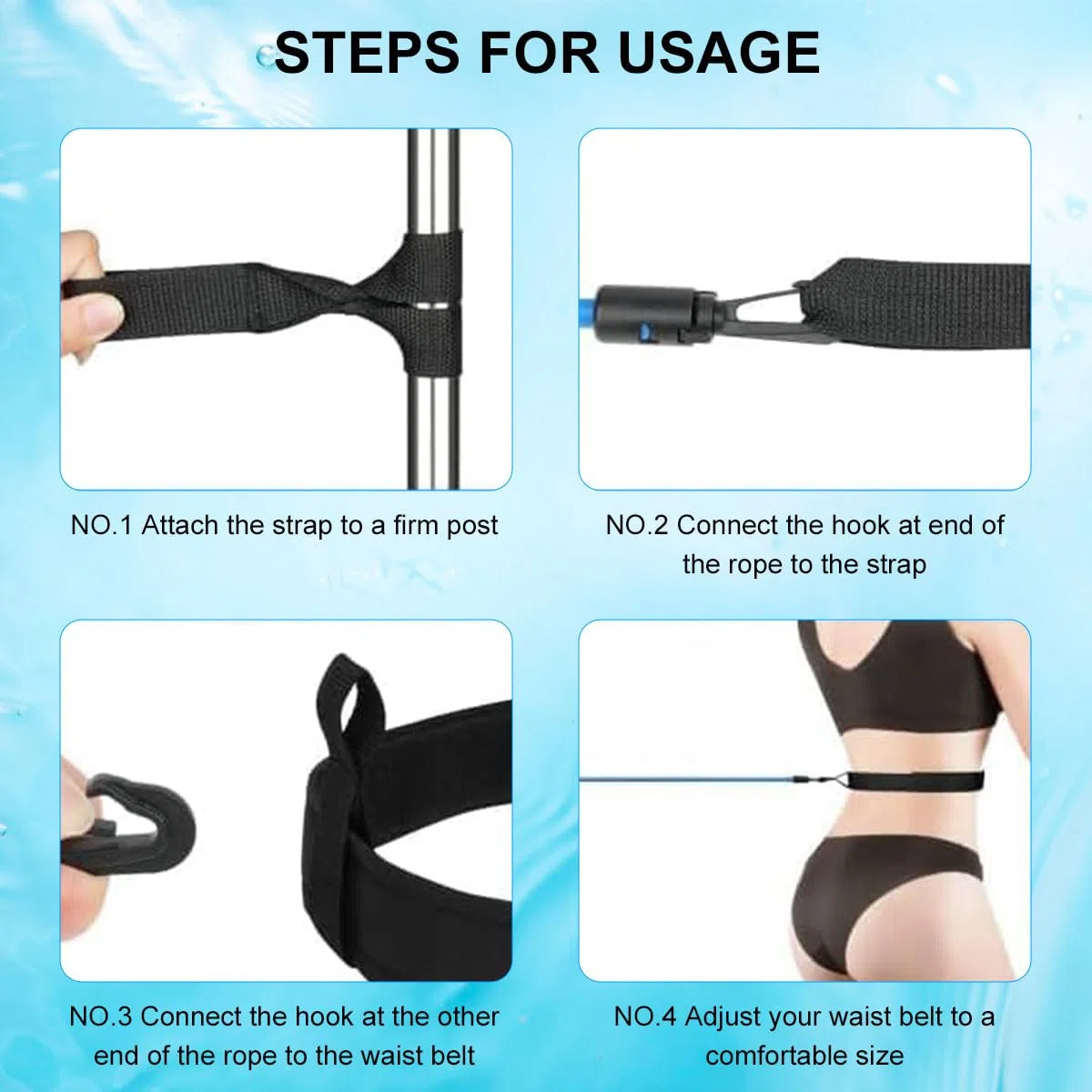 Cinture Da Piscina Regolabile,Elastico Regolabile Cinture Da Piscina,3 Metri Cintura Da Nuoto,Cintura Da Allenamento La Nuotata,Per Bambini E Adulti,Allenamento Nuoto Ed Esercizio Fisico,Blu