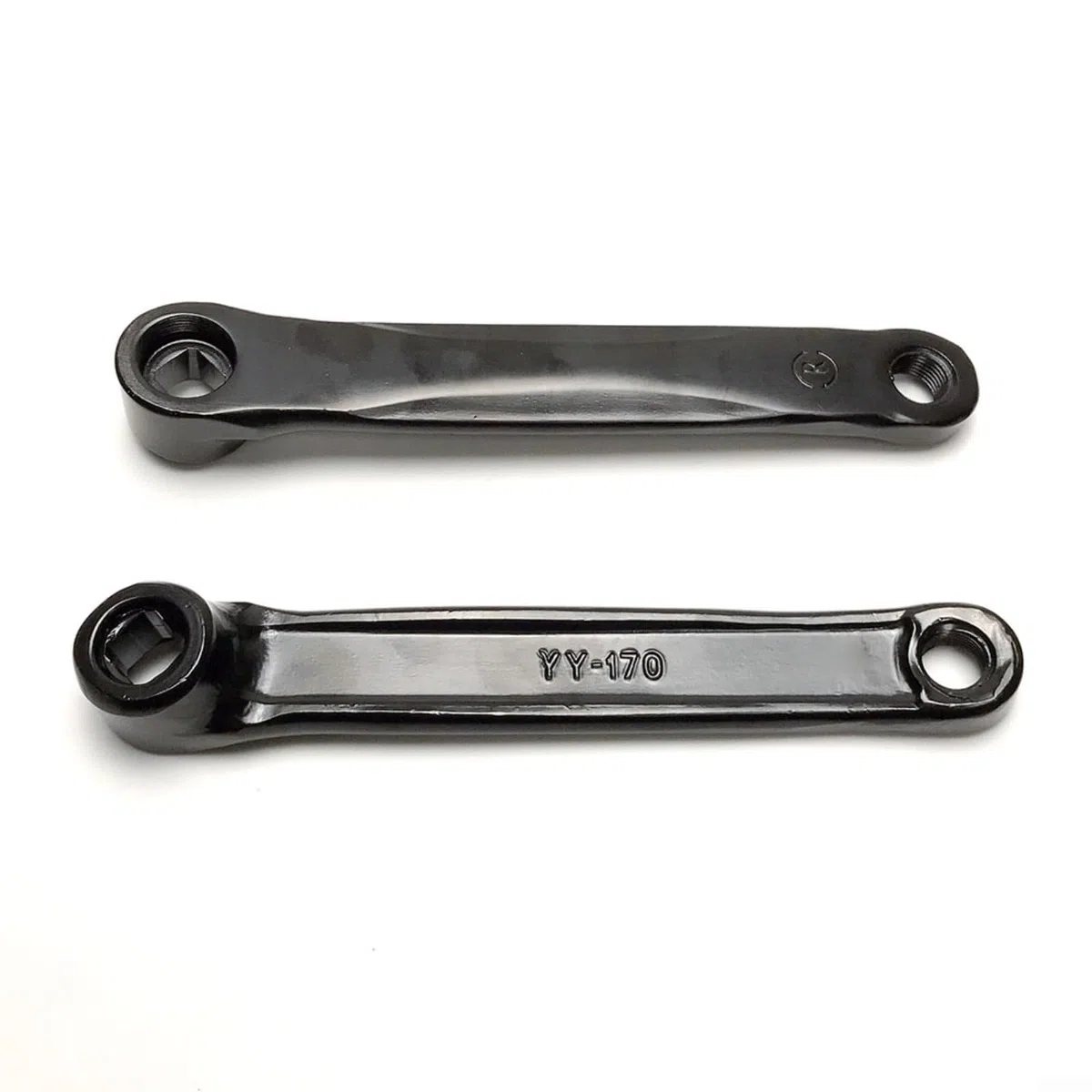 1 paio di pedivelle per cyclette da 170 mm, in ferro, con foro rombico sinistro e destro, per pedale filettato M14, ricambio per fitness, casa, palestra, colore nero (manovella sinistra)