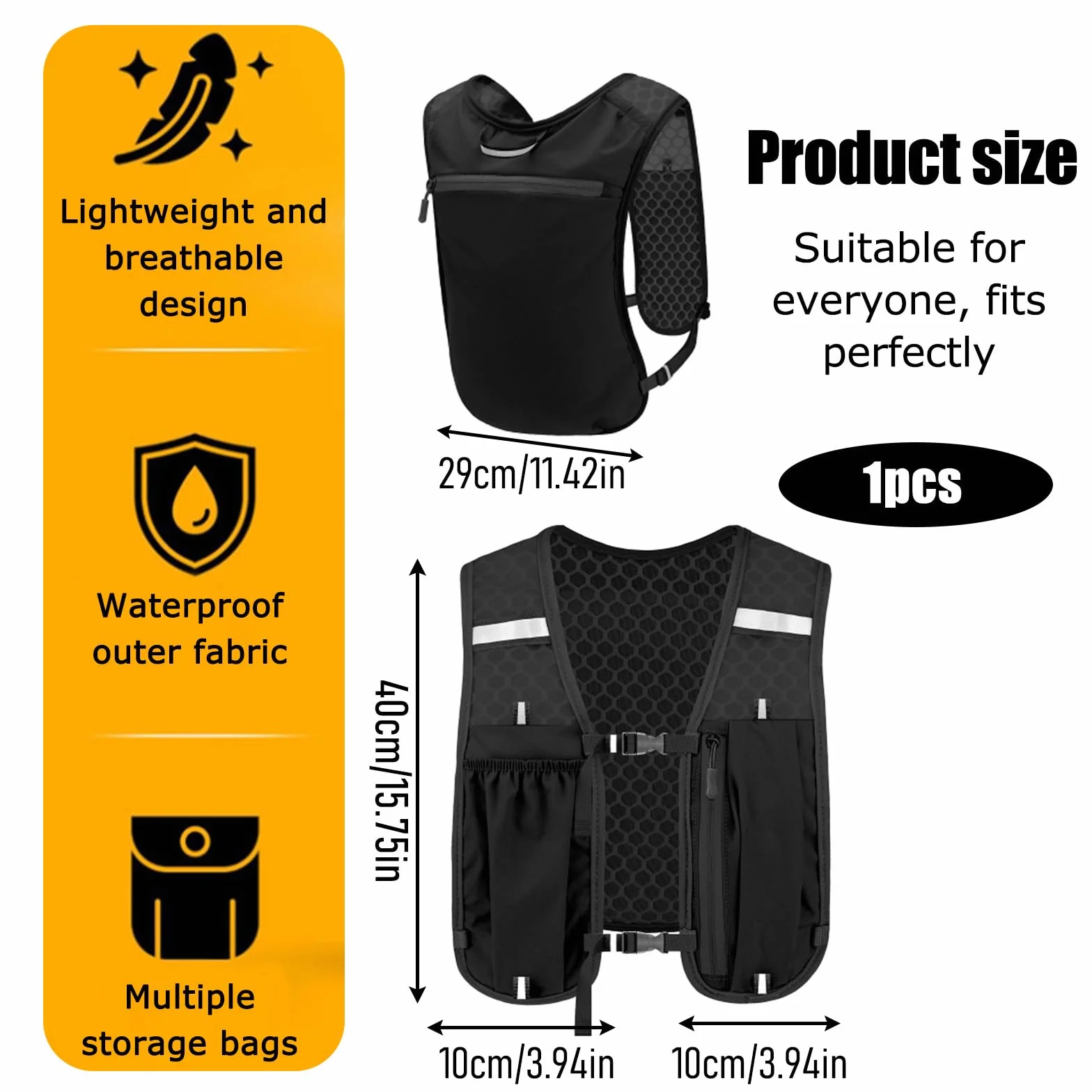 Gilet Running Uomo Donna Leggero, Traspirante Gilet Corsa Con 7 Scompartimenti E Porta Cellulare, Zaino Da Corsa Idratazione Con Strisce Riflettenti, Running Vest Per Trail Ciclismo Trekking