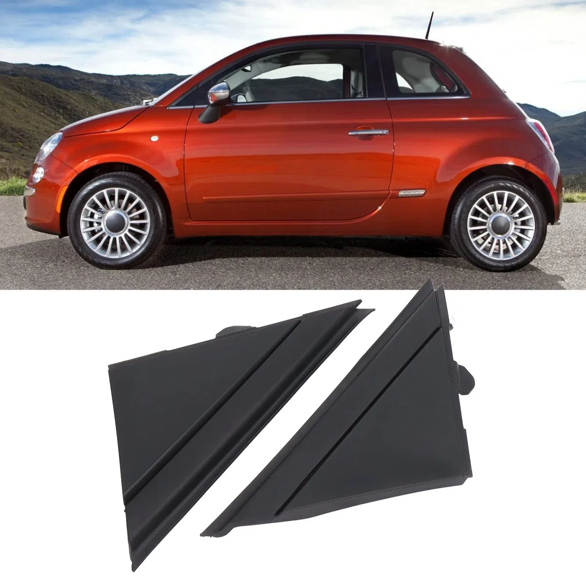 Coppia Copertura Bandiera Specchietto Retrovisore Sinistro Destro Decorazione Nera per 500 2012 2017,Coperture di protezione per luci