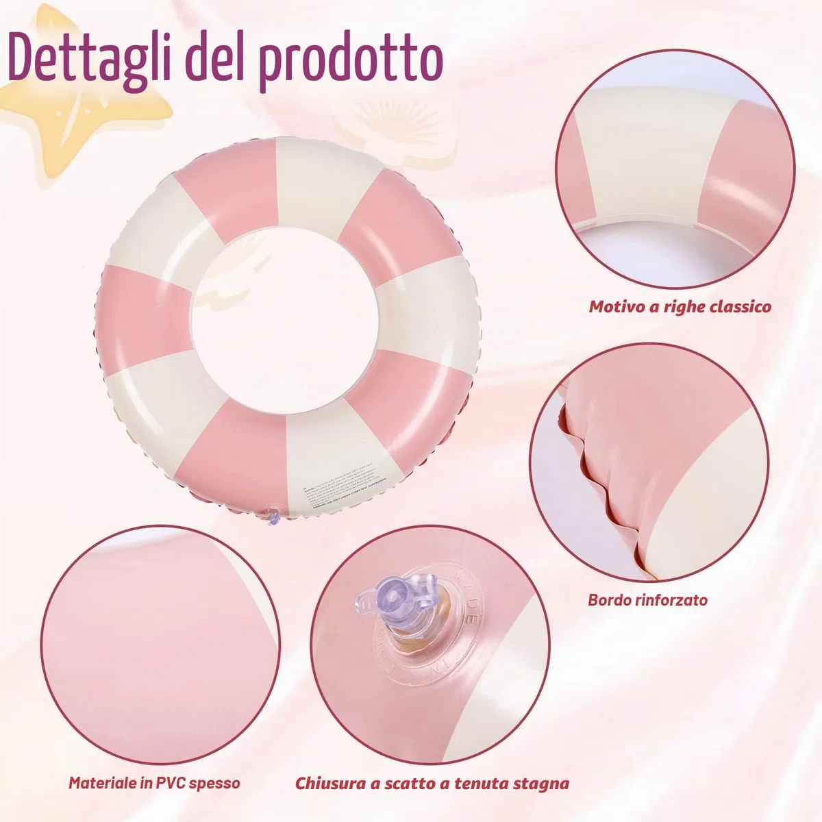 Anello di nuoto gonfiabile, Anello di Nuoto Gonfiabile Galleggiante Adulti, Vintage a Righe Ciambella Salvagente Gonfiabile, per Galleggiante per bambini adulti