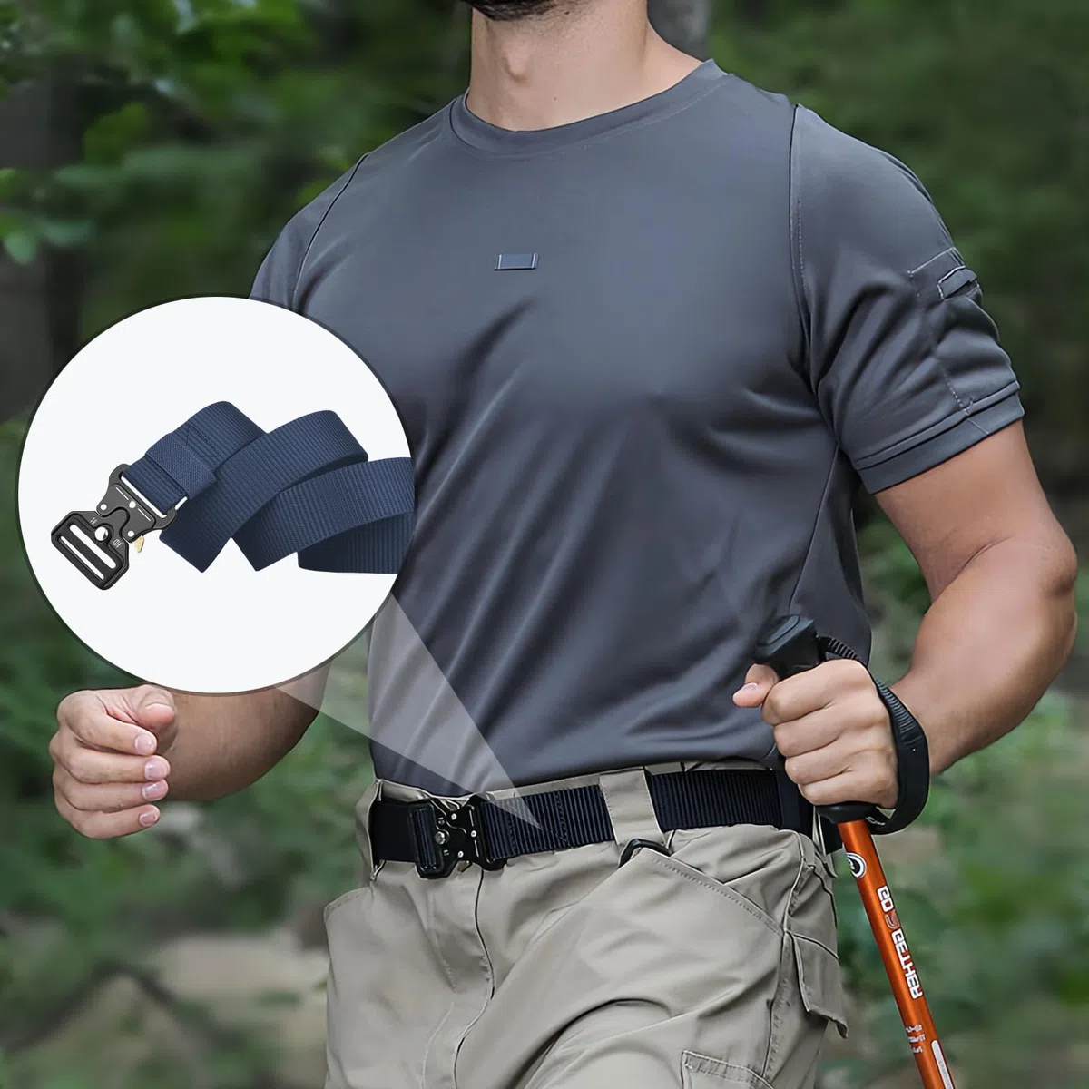 Cintura Tattica, 3,8 cm Cintura da Lavoro Militare Cinturas Tatticas Uomo Heavy Duty Nylon Militare Esercito con Fibbia in Metallo a Sgancio Rapido, per Caccia Trekking Esercizi (Marina Militare)