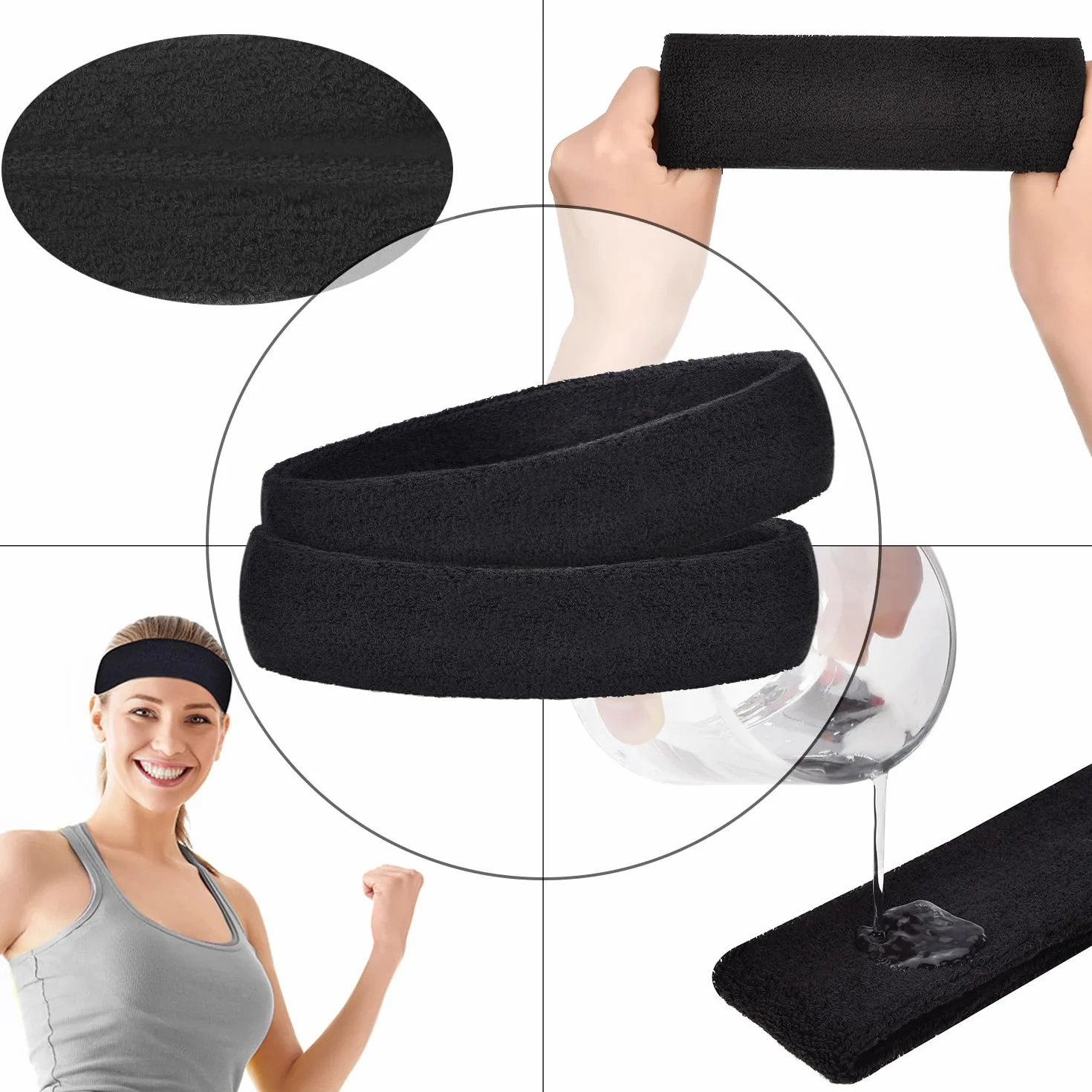Hestya 3 Pezzi Fasce Sportive per Donna Uomo Fascia Capelli Elastica Antiscivolo Bandana Antisudore per Fronte Jogging Correre Fitness Yoga Bicicletta Pallacanestro
