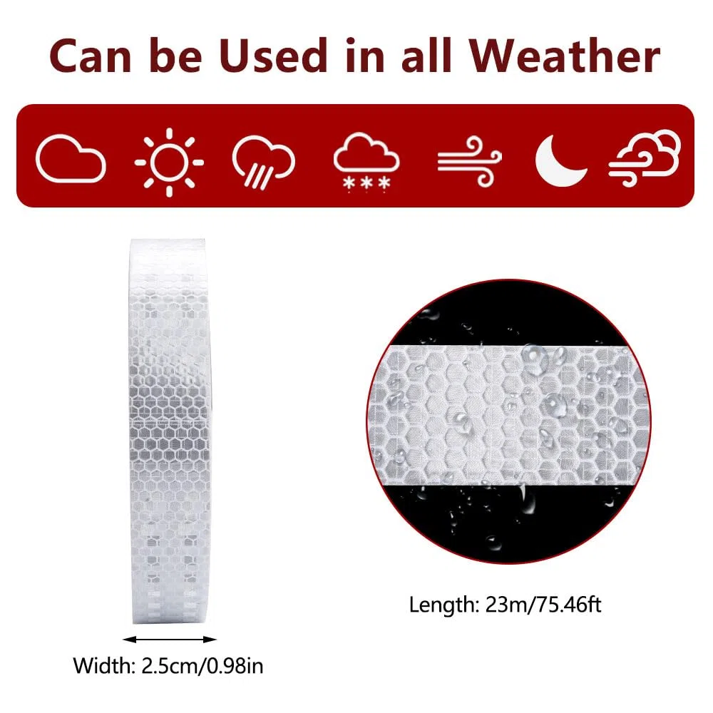23m x 2.5cm Waterproof Reflective Tape Self-Adhesive for Bicycle Vehicles Cars