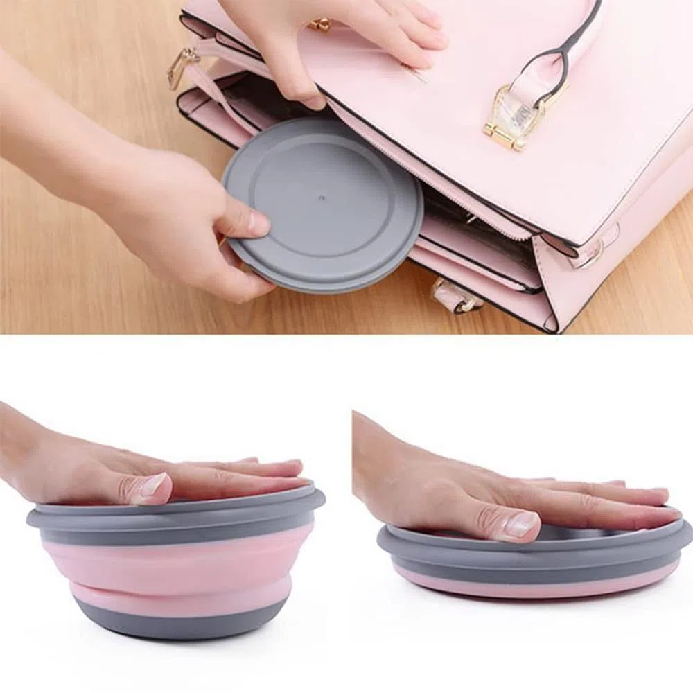 Collapsible Bowl Sets, 3 Pcs Portable Food Storage Outdoor Tableware, Silicone Folding Lunch Box Salad Bowl with Lid for Outdoor Camping Hiking