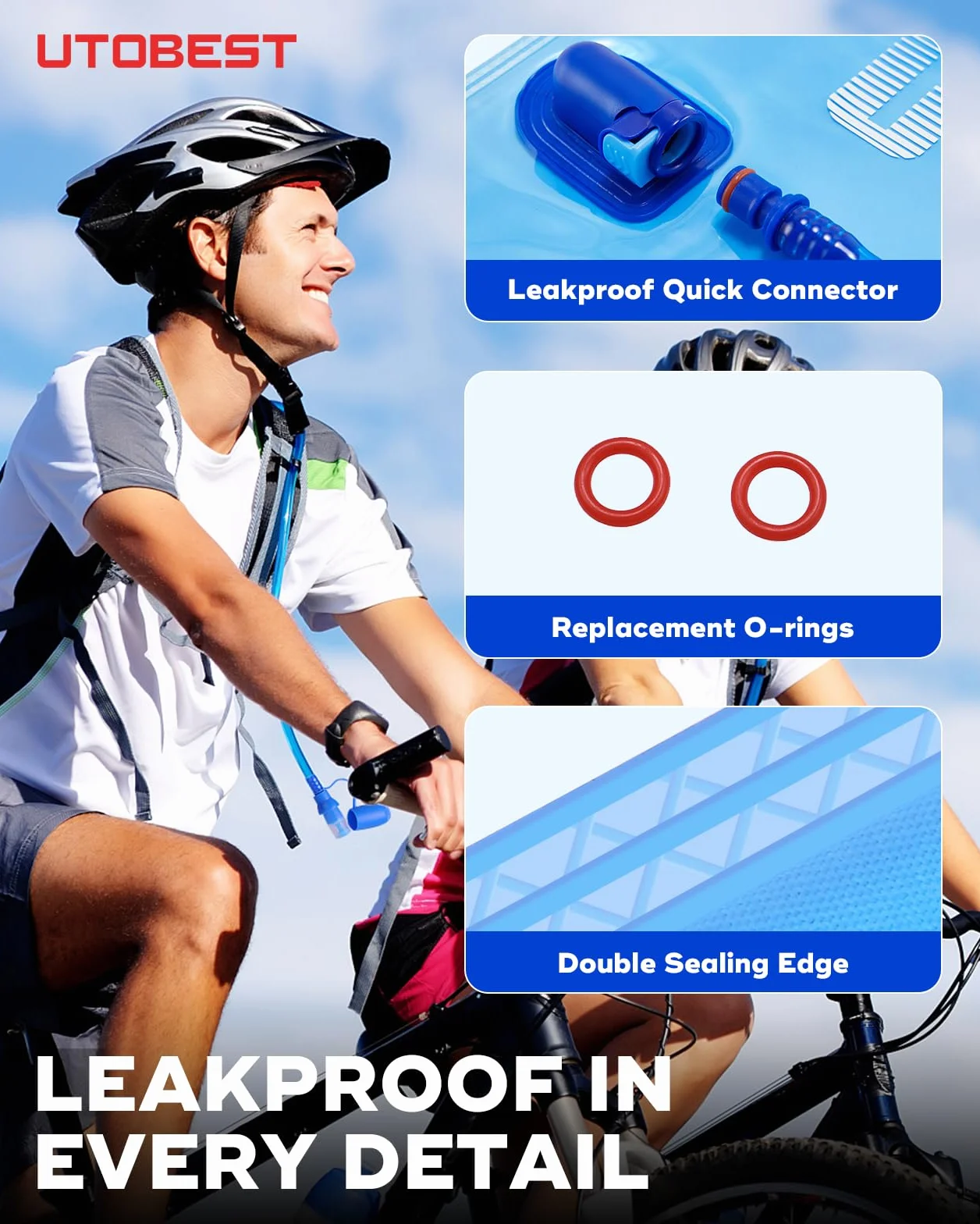 UTOBEST Sacca Acqua Idratazione 1L 1.5L 2L 3L Senza BPA Serbatoio a Prova di Perdite per Corsa Ciclismo Campeggio