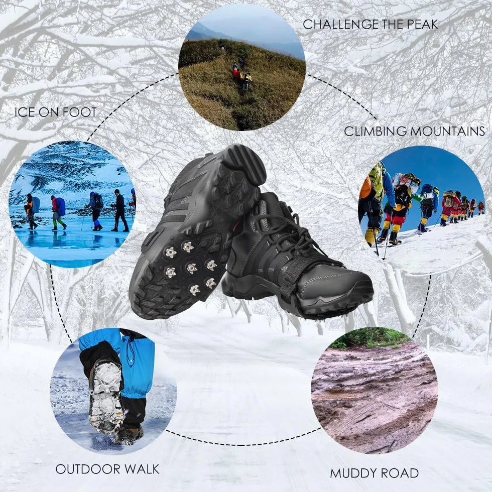 Ramponi da Ghiaccio Antiscivolo, 7 Punte Ramponi per Scarponi, Rampone da Montagna, Ramponcini Scarpe Trekking, per Spalare la Neve, Escursionismo, Caccia, Lavoro all'aperto