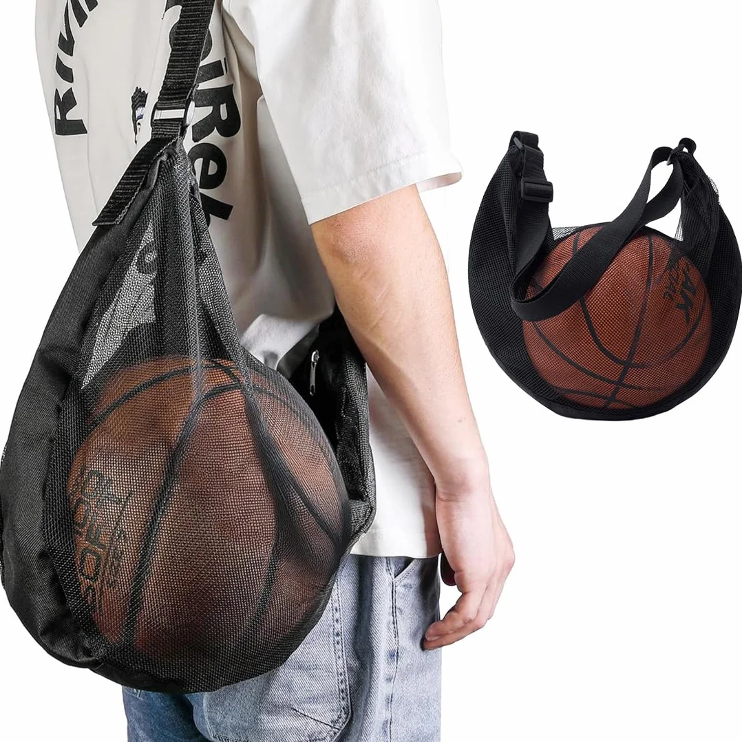 Zaino Basket, Porta da Calcio Basket Accessori, Sacca Zaino, Borsa da Pallacanestro, Borsa a Rete con Moschettone, Borsa a Rete per Calcio