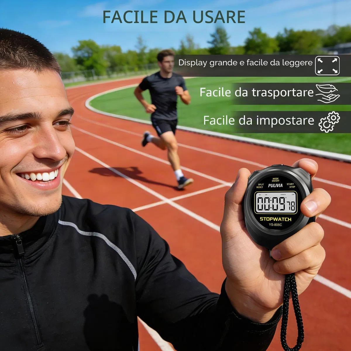 Cronometro Digitale con Conto alla Rovescia, Allarme, Nero, Batteria AAA Sostituibile