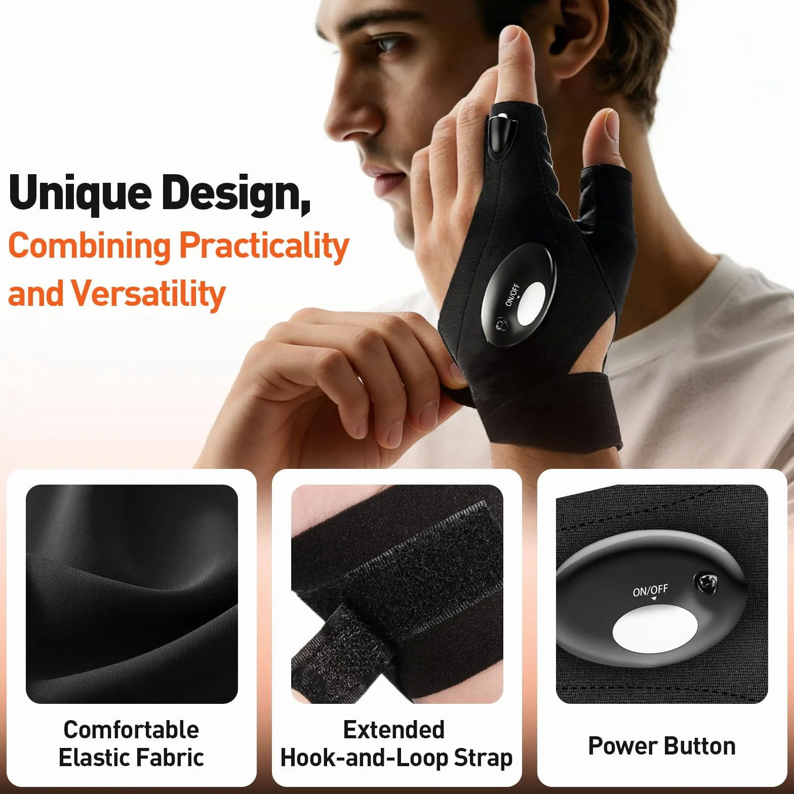 BIIB Regalo Uomo, Guanti con Luce LED, Regalo Uomo Compleanno, Regali per Lui Gadget Utili, Regalo Anniversario per Lui, Regali per Papà, Regali per Lui/Lei, Festa del Papà