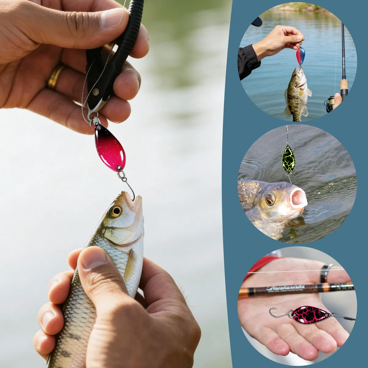 Esche Artificiali Spinning,18 Pezzi Cucchiaini da Pesca Esche,Cucchiaini Pesca da 2,5 g/3,5 g/5 g,Esche da Pesca con Borsa Portatile per Trota,Persico,Luccio