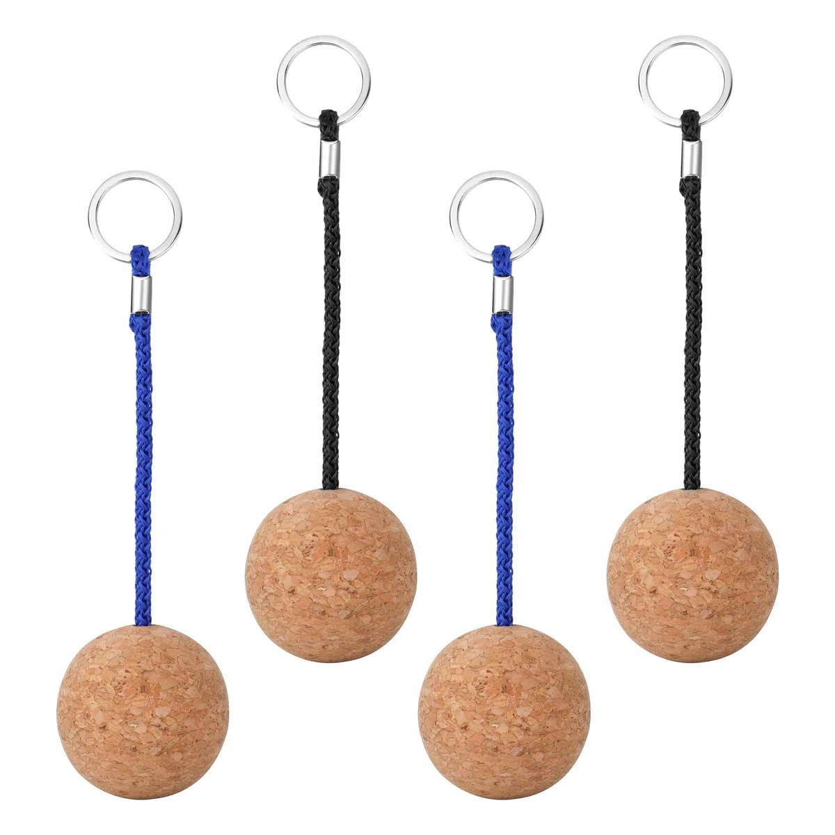 QKURT 4 Pezzi Portachiavi in Sughero, 53 mm Portachiavi Sughero Galleggiante Galleggiante Chiave Leggero Accessori Sport Acquatici per Nuoto Immersioni Pesca Canoa Vela Kayak Barca Marina