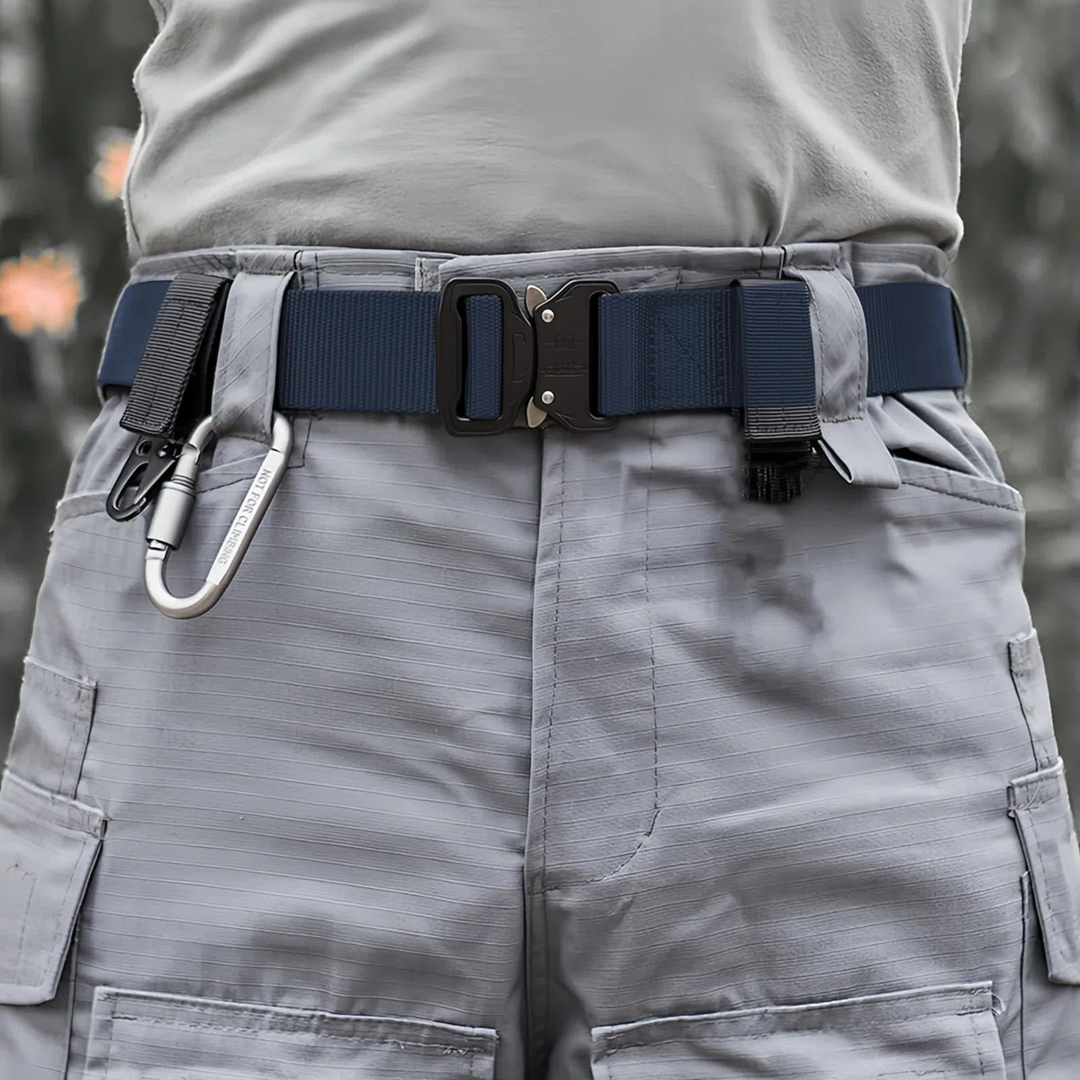 Cintura Tattica, 3,8 cm Cintura da Lavoro Militare Cinturas Tatticas Uomo Heavy Duty Nylon Militare Esercito con Fibbia in Metallo a Sgancio Rapido, per Caccia Trekking Esercizi (Marina Militare)