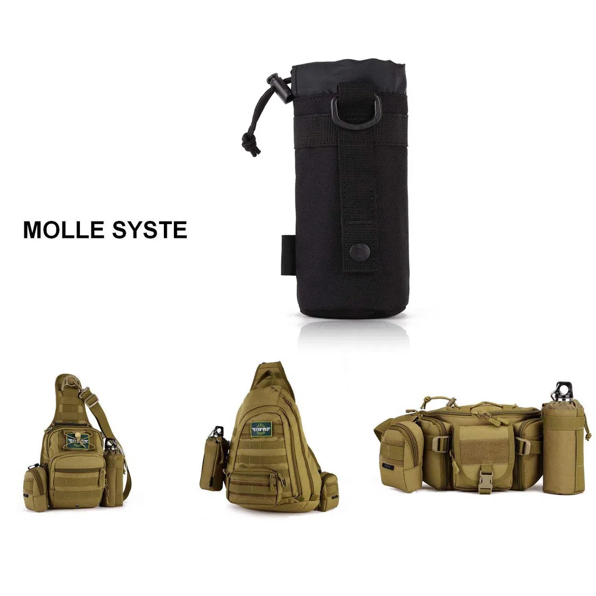 Borsa Bottiglia Outdoor,Borsa per Borracce Portabottiglie Militare per Campeggio Escursionismo Ciclismo 550ml