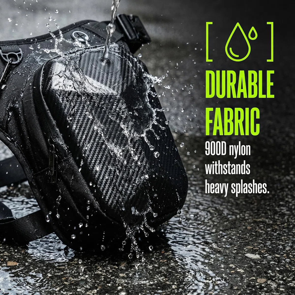 SPORWAY Borsa da gamba per moto: borsa per coscia, marsupio sportivo da moto per uomo e donna, borsa da moto con moschettone, attacco per cuffie per escursioni, campeggio, arrampicata