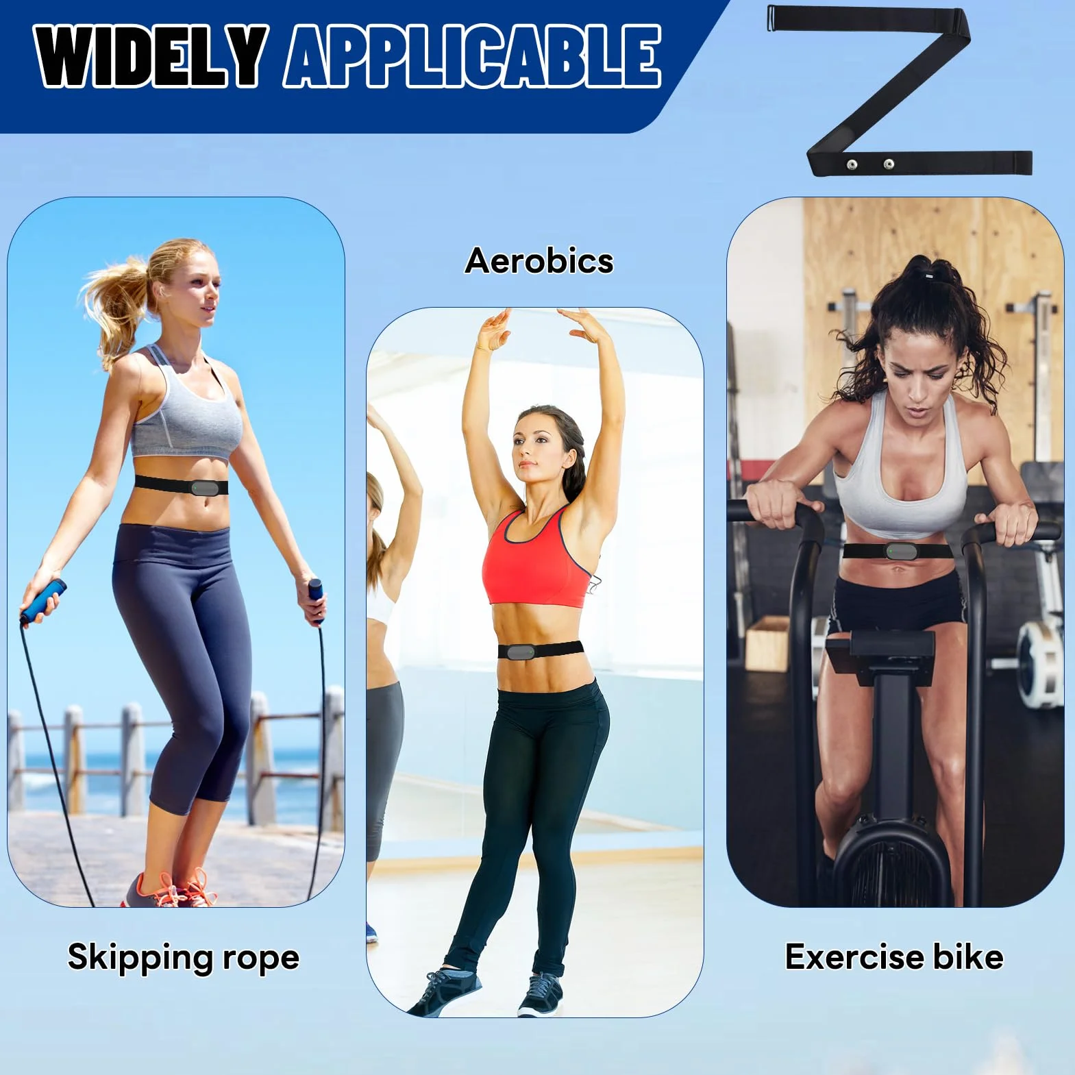 Fascia elastica regolabile per cardiofrequenzimetro (70 cm a 105 cm) compatibile con per Wahoo Polar H10 H9 Coospo Magene LIVLOV, ideale per Corsa Ciclismo