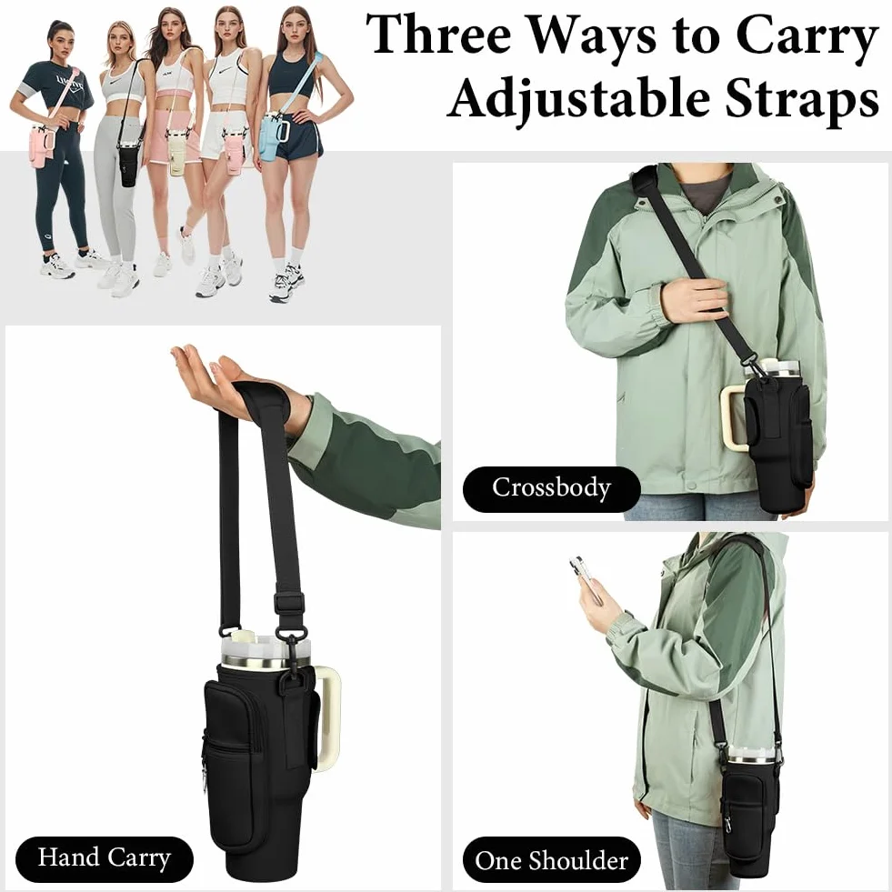 Porta Borraccia con Tracolla, Borsa per Stanley Cup con Tracolla Regolabile Accessori Borsa Porta Bottiglie d'Acqua Borsa 40oz PortabottiglieCopertura Protettiva per Tazza di Bottiglia d'Acqua