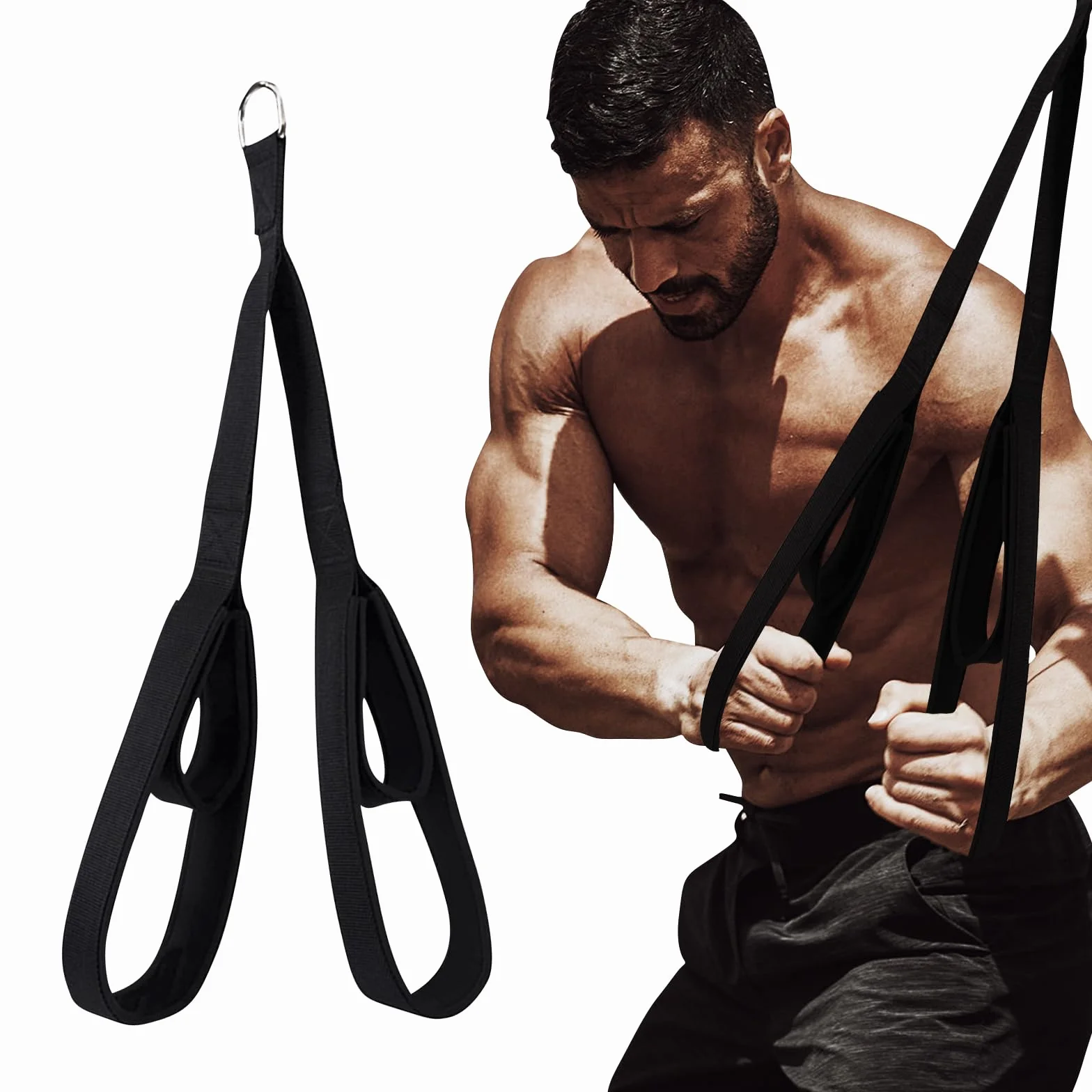 Vulken Palestra,Attrezzi Palestra Casa Cavo di Trazione Cavo per Tricipiti Lungo Due Misure in Una Cavo per Pull-Down dei Tricipiti Per Push-Down, Crunch, Facepull Da Utilizzare a Casa o in Palestra