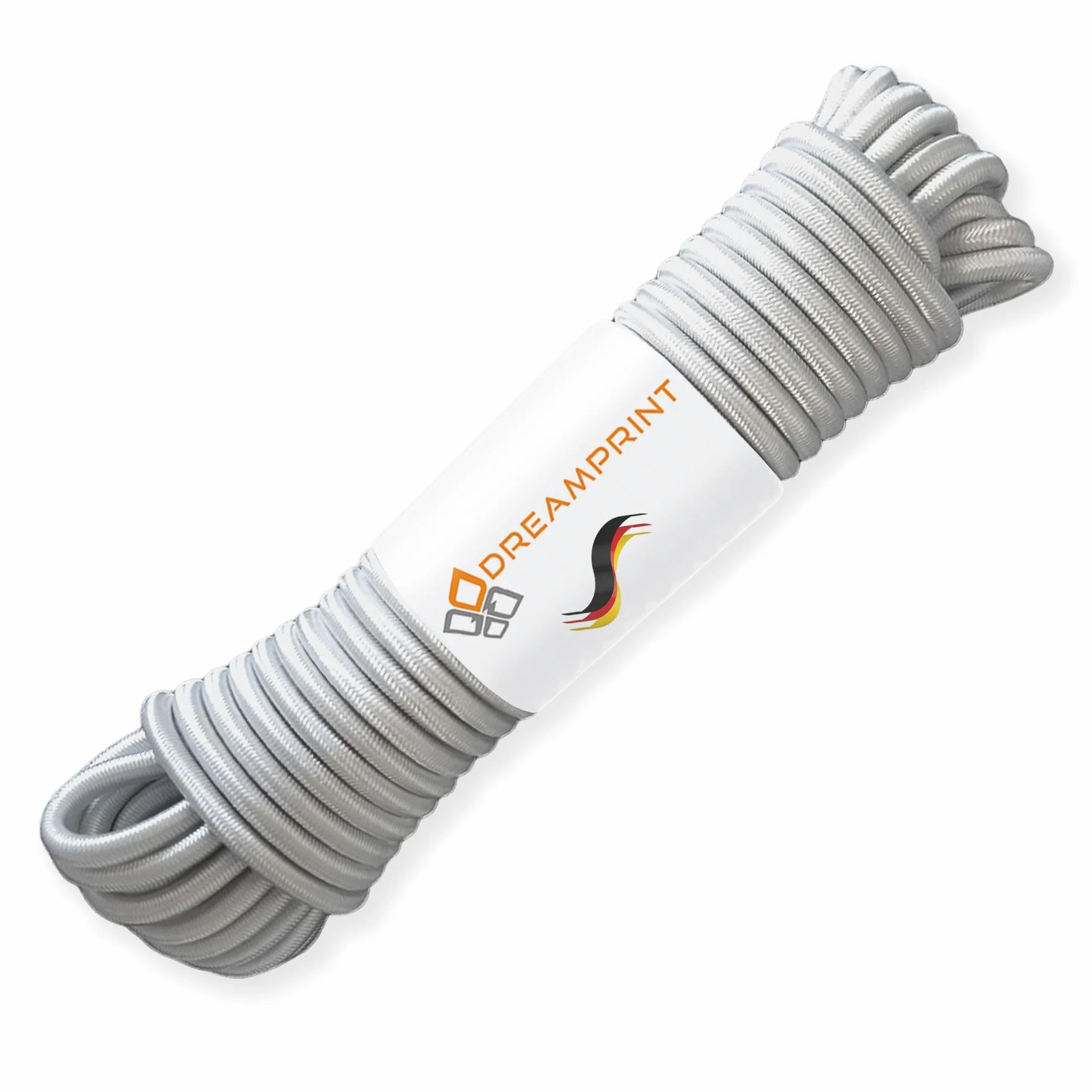 Dreamprint Espansore Corda 10m Grigia - Corda elastica versatile da 8mm Ø per interni ed esterni - Flessibile per fissaggio carico, coperture, campeggio e attività all'aperto