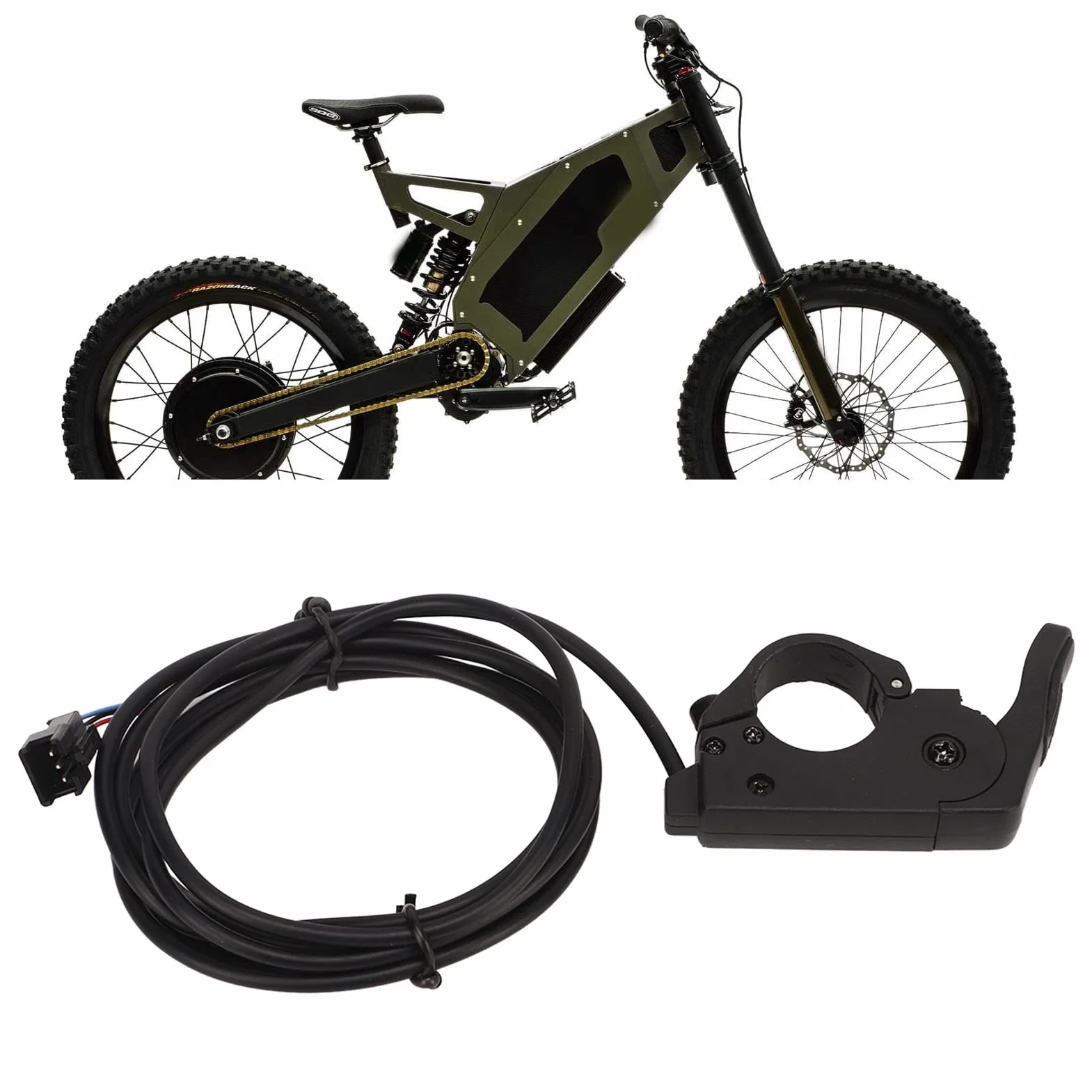 Design Compatto Controller Dell'acceleratore Pollice 12V-72V, Funzionamento a Destra Sinistra, Connettore a 3 Pin a 3 Pin per Manico 22 Mm per Bici Elettrica con Cavo