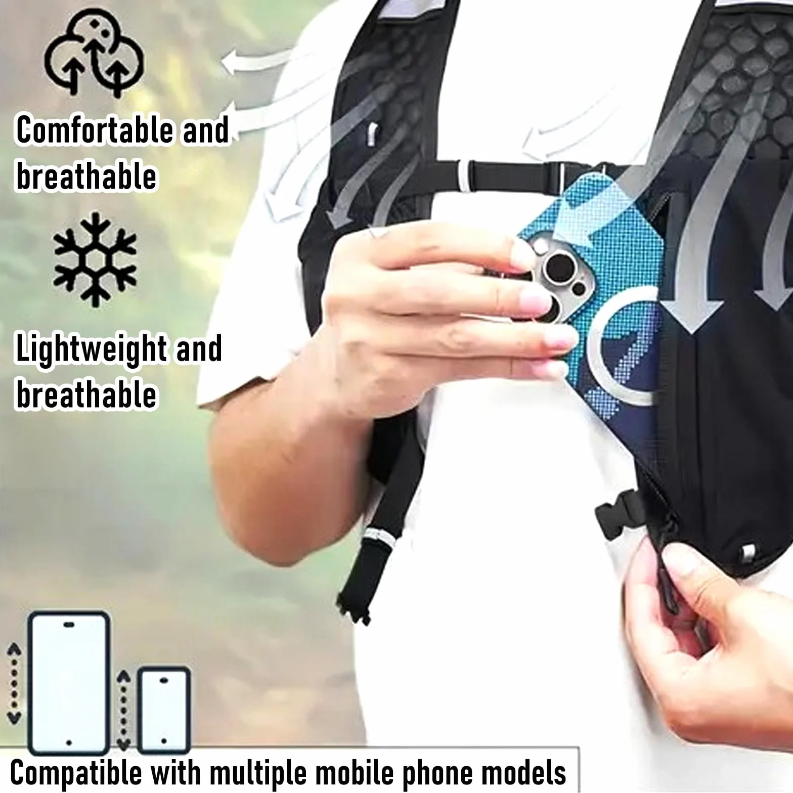 Gilet Running Uomo Donna Leggero, Traspirante Gilet Corsa Con 7 Scompartimenti E Porta Cellulare, Zaino Da Corsa Idratazione Con Strisce Riflettenti, Running Vest Per Trail Ciclismo Trekking