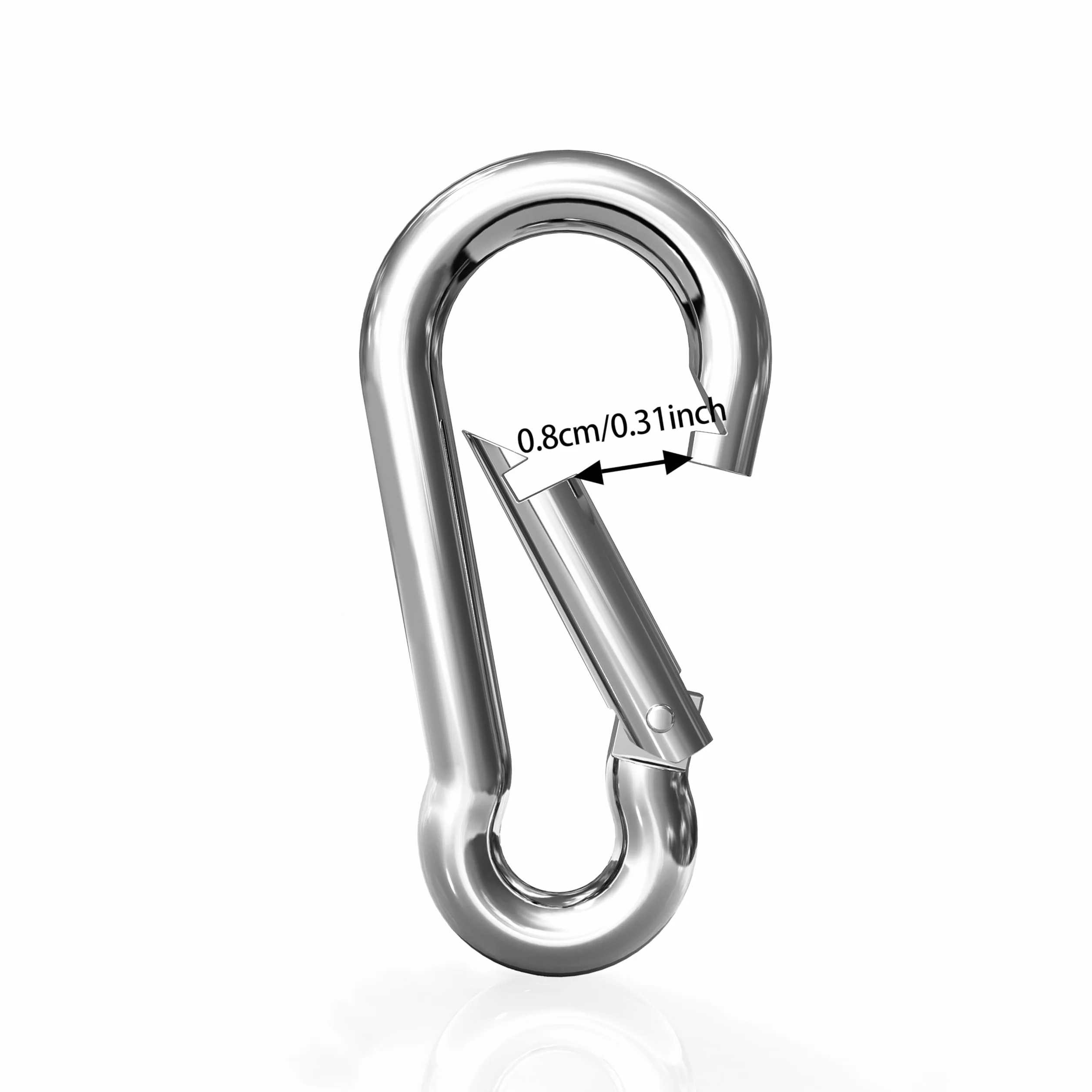 Moschettoni in Acciaio Inox 304 50mm x 5mm con Chiusura a Scatto 10pcs