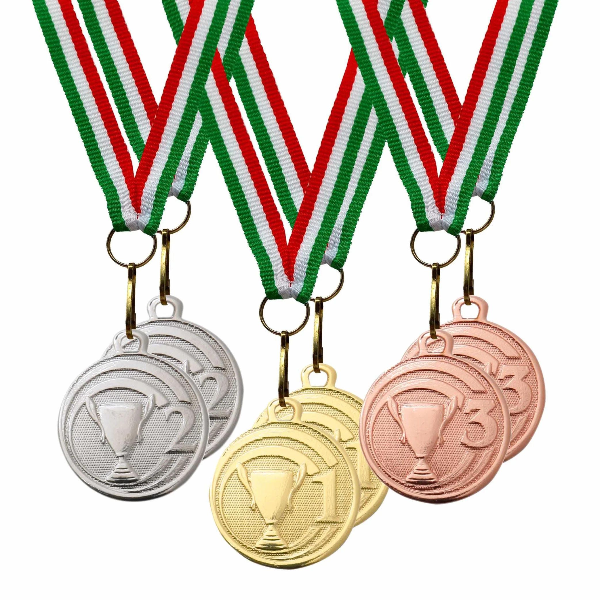 Medaglie premiazioni Sport in Metallo con Laccetto Tricolore Italia