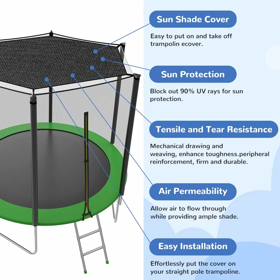 Copertura per Trampolino, 6 aste Copertura Parasole per Trampolino, Antipolvere & Impermeabile Copertura Superiore per Trampolino per Parco Giochi all'aperto in Giardino