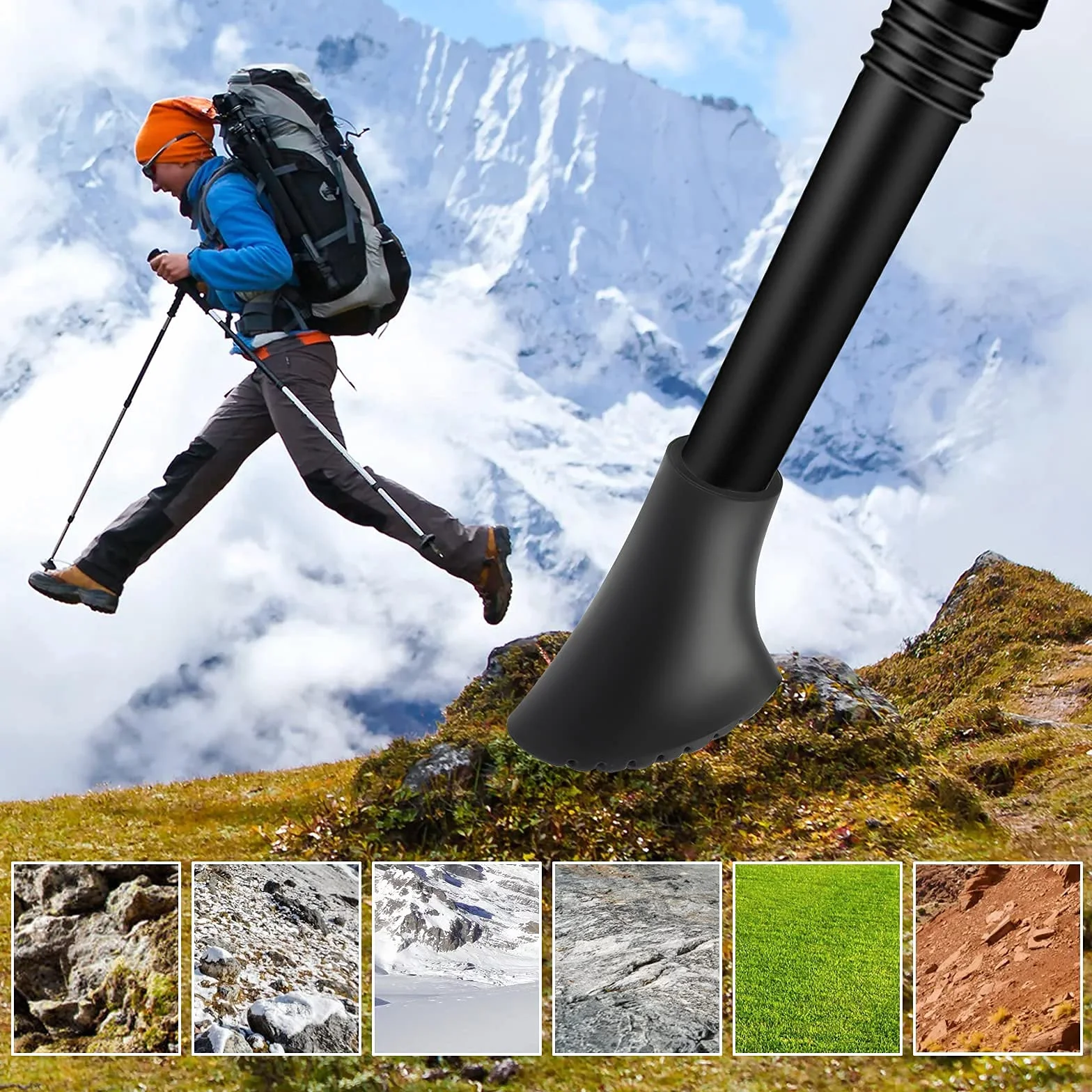 VABNEER Gommini Bastoncini Trekking, 12 Pezzi / 6 Paia Punte di Gomma di Ricambio per Bastoni da Trekking Protezioni, Universali Bastoncini da Nordic Walking da Trekking 10mm / 0.4"