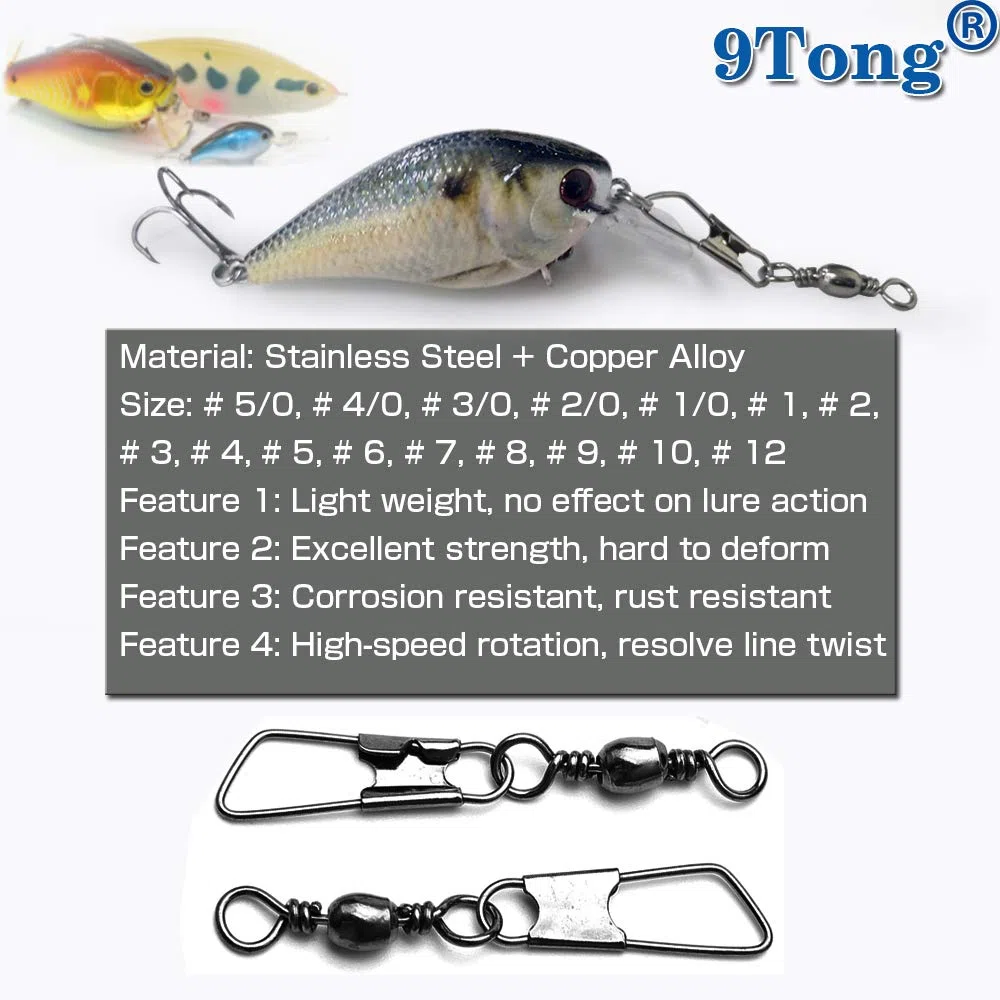 Acciaio inossidabile girevole Acqua salata Molta forza Pesca a scatto Connettore linea barilotto Girelle da pesca barile Snap di sicurezza Attrezzatura da pesca