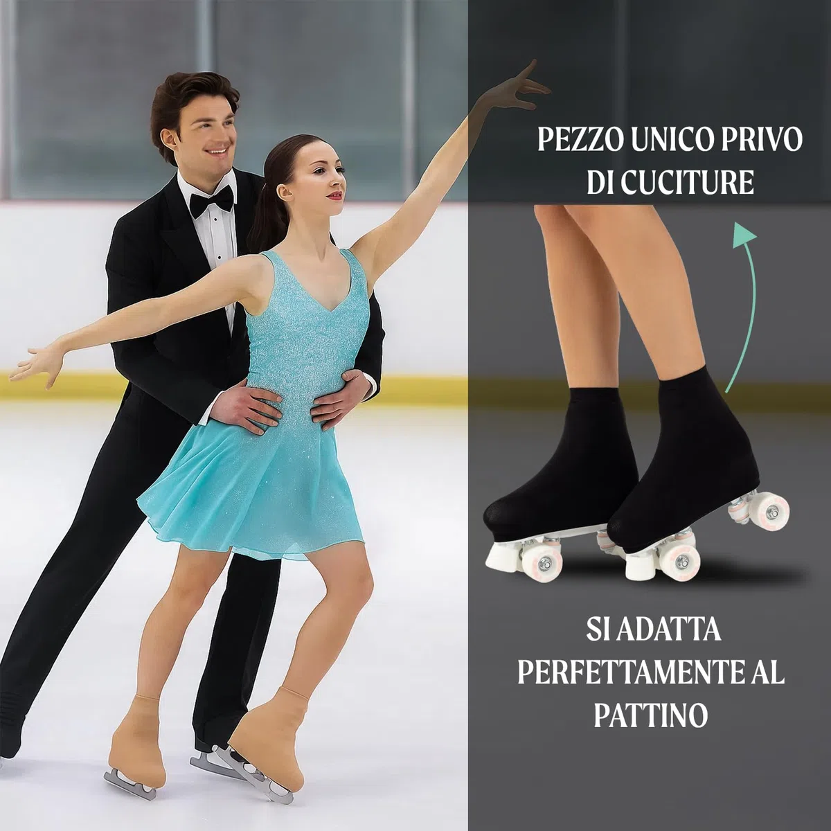 CALZITALY Copripattini per Bambina e Donna, Protezione Pattini Bambina, Proteggi Skate Unisex 130 Denari, Taglia dalla 28 alla 42, Made in Italy