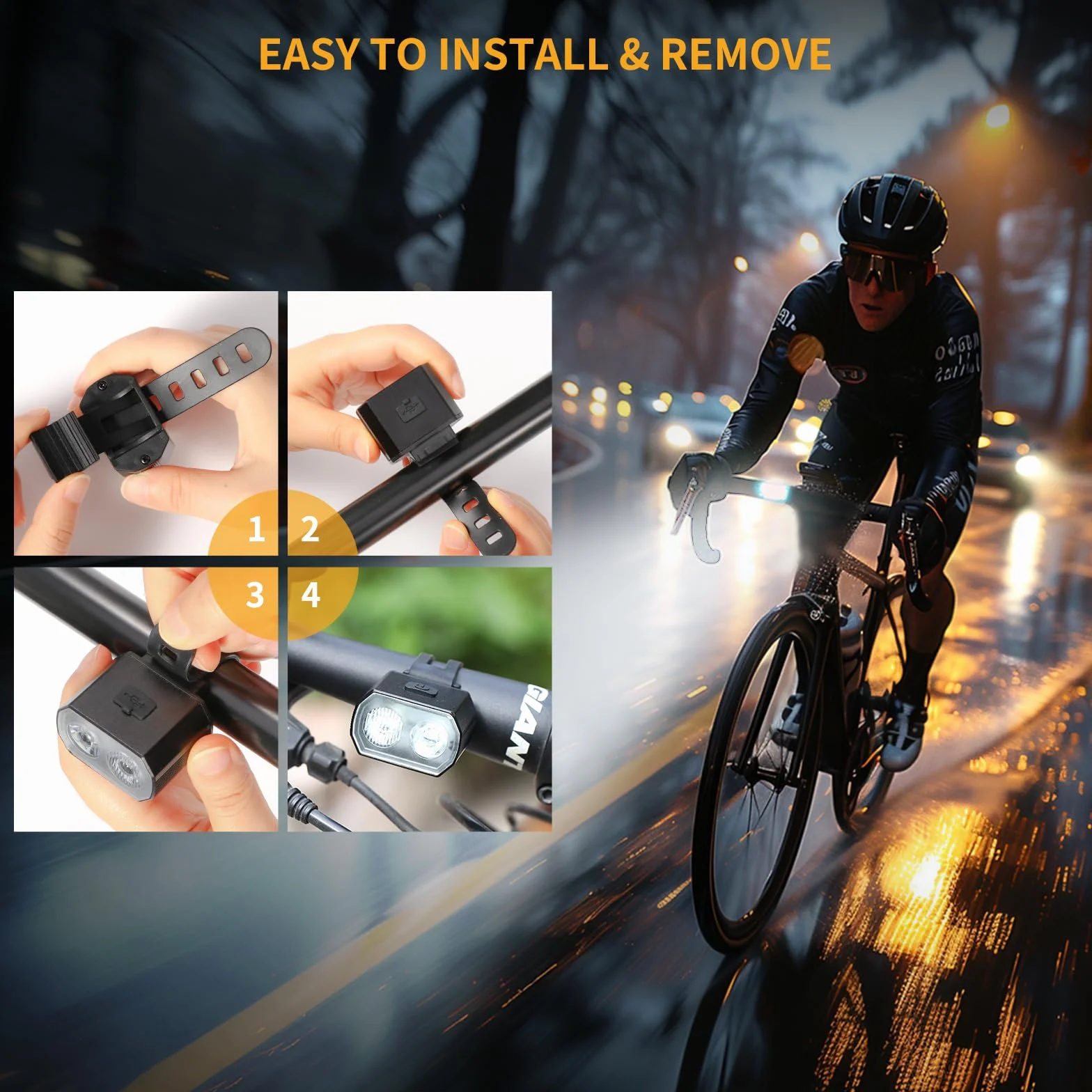 Blendura Luci Bicicletta LED, Luci Bici USB Ricaricabili 4+6 Modalità Luce Bicicletta Anteriore & Posteriori Luci per Bicicletta Adatto per Varie Bici