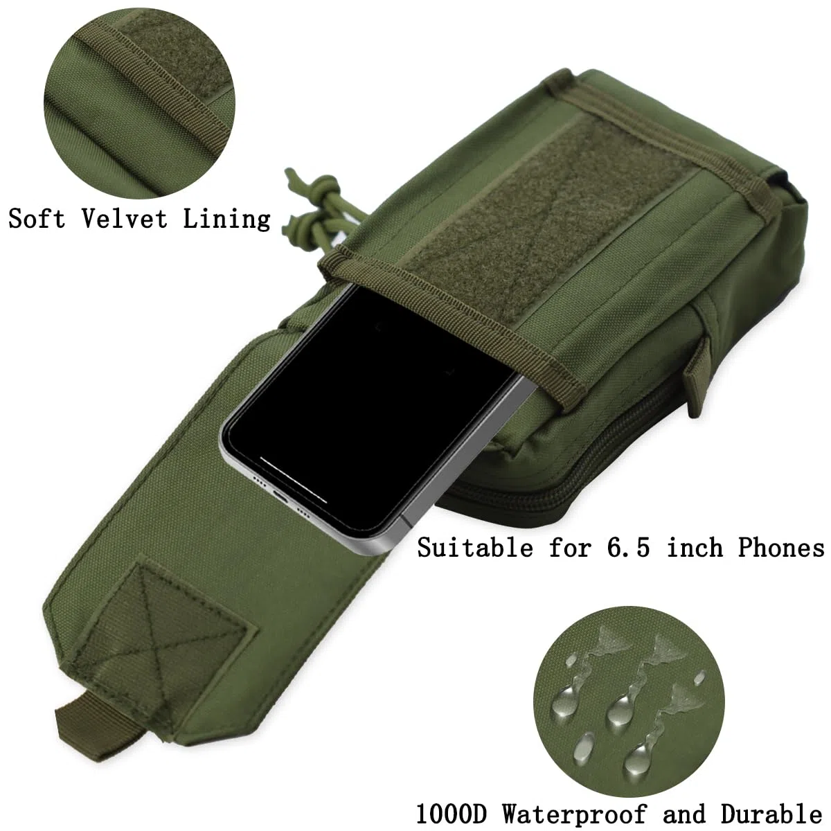 Marsupio Tattico Militare Molle Porta Cellulare da Cintura Uomo Tactical Marsupio da Cintura Borsa da Cintura Borsello da Cintura Sacchetto Porta Telefono Cintura EDC Pouch per Sportivi-Verde