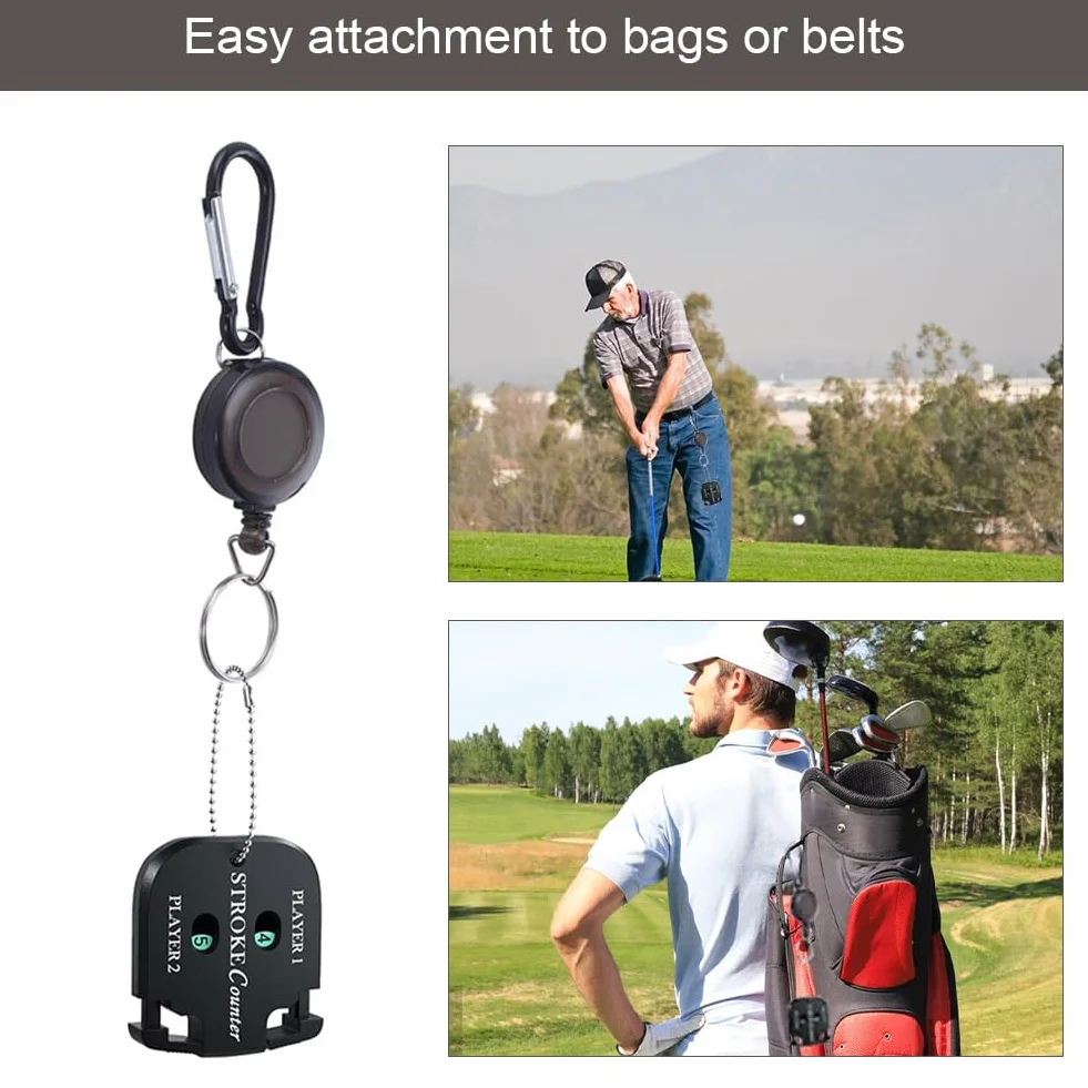 Contatore di Colpi da Golf, Segnapunti Golf per 2 Giocatori con Portachiavi Retrattile