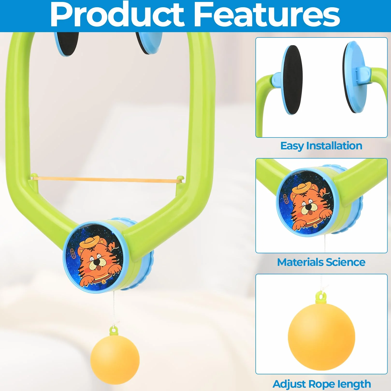 Gioco da ping pong da appendere porta, Set da ping pong regolabile con telaio per porta, allenatore portatile per allenamento e giochi in famiglia, con racchette/palline