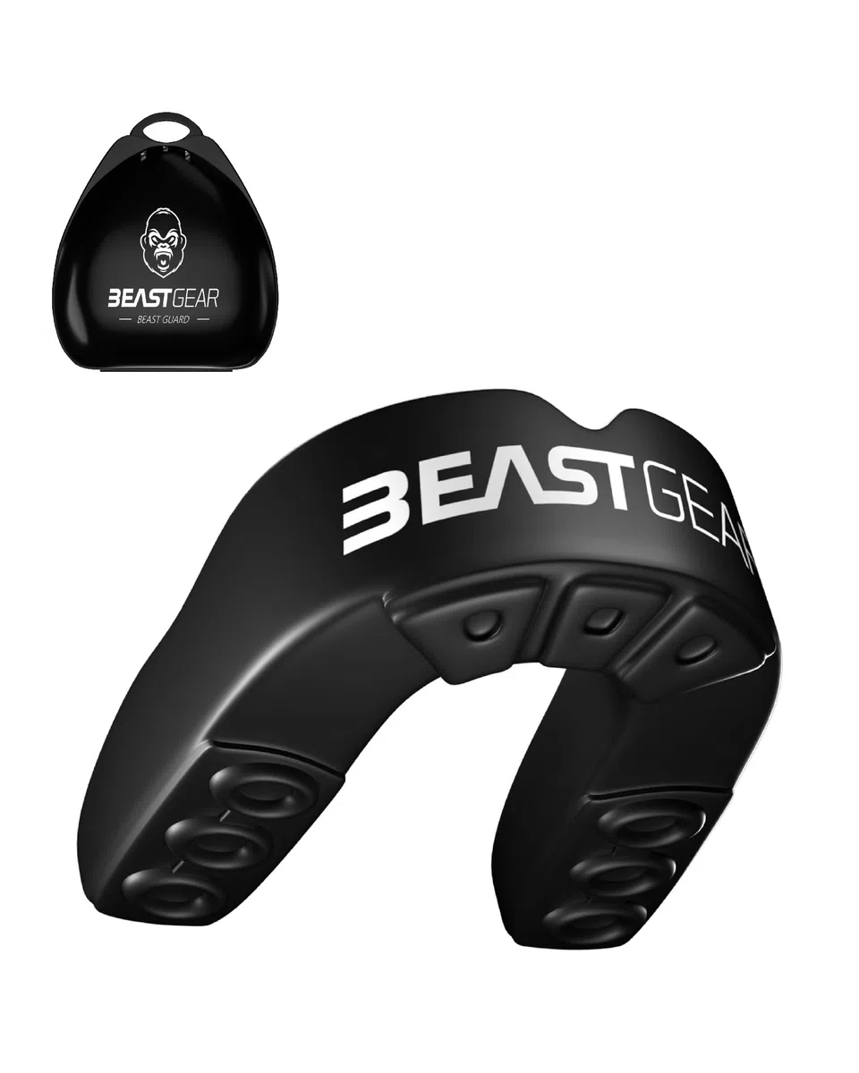 Beast Gear Paradenti Sportivo - Protezione Denti e Mascella, Adatto per Boxe, Paradenti MMA, Rugby, Calcio, Hockey con Custodia Igienica，per Adulti e Adolescenti (11+)