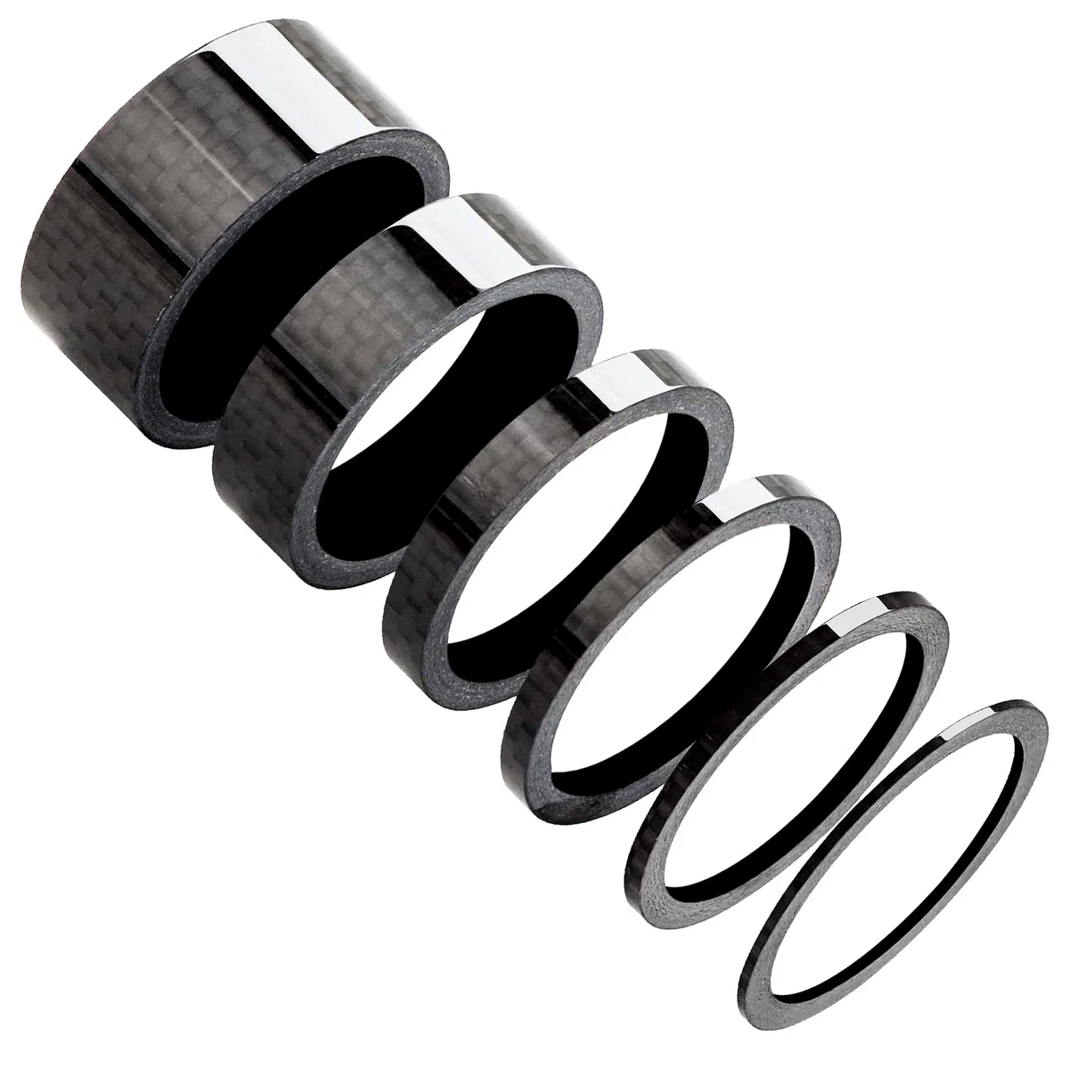 HONGECB Distanziatore in Fibra di Carbonio, Distanziatori per Bicicletta in Fibra di Carbonio, Distanziali in Carbonio per Bici, 1/8" Bike Headset Spacer, per Bici da Strada MTB, 6 Pz