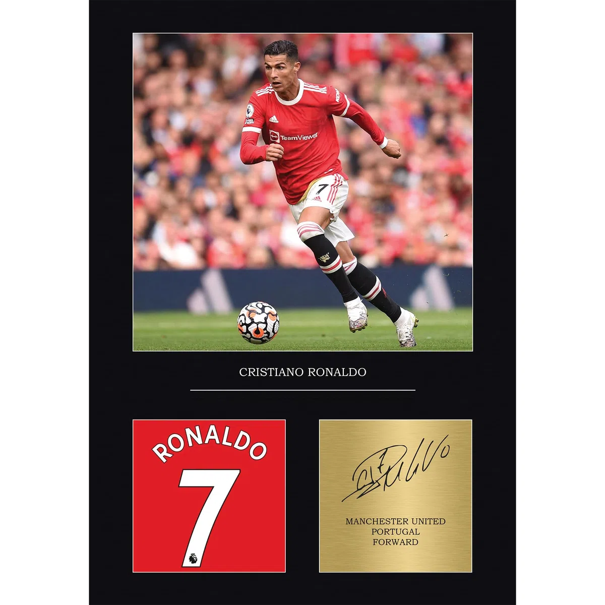 Cristiano Ronaldo Regalo Autografato A4 Stampa Display Senza Cornice Man United Regali per Ragazzi Riprodotto Digitalmente Firma Ronaldo Regali per Ragazzi CR7 Regali Manchester United