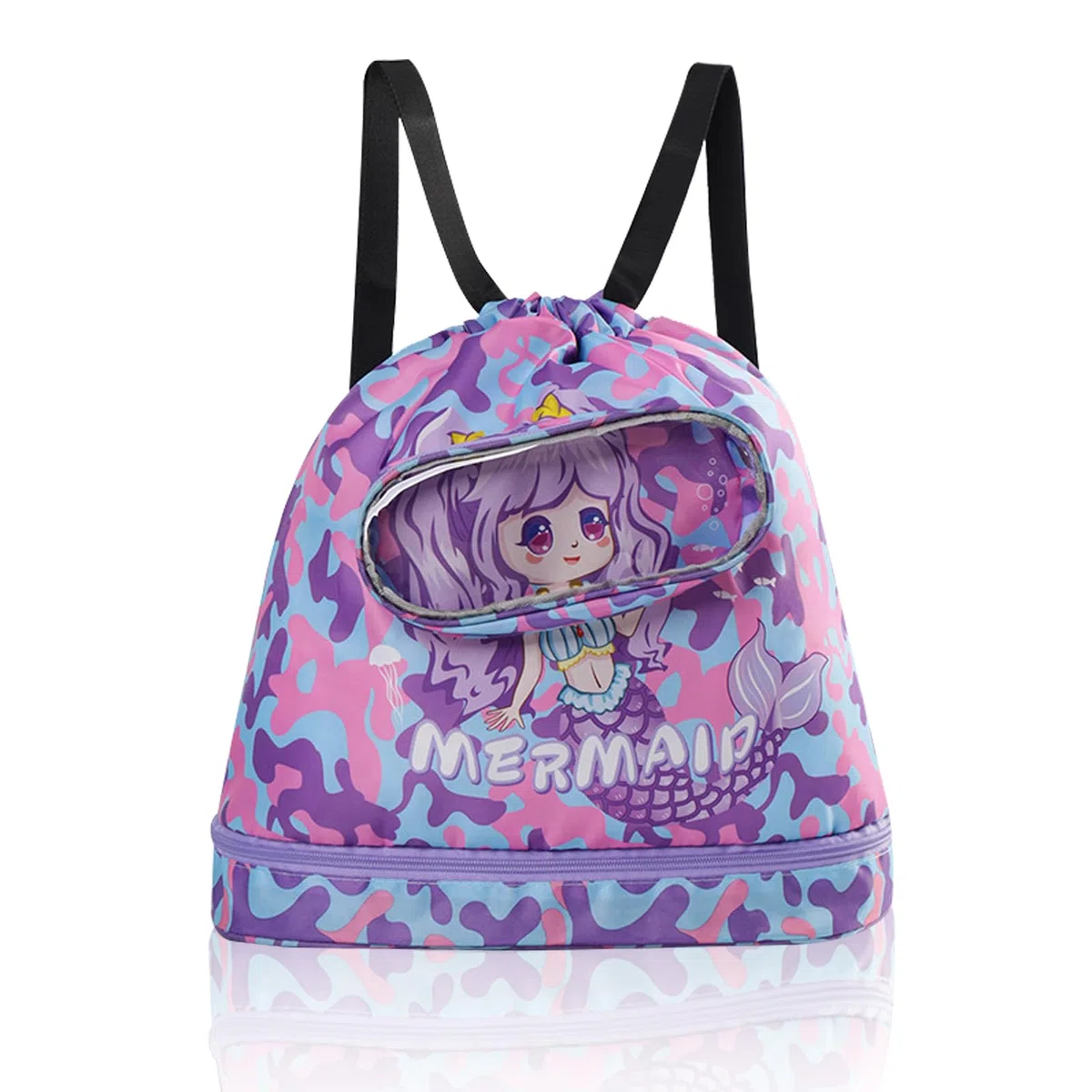Sacca Sportiva Coulisse per Bambini, Sacca Zaino Sportivo Impermeabile, Borse a Zainetto Umidi e Asciutti Backpack per Ragazzo e Bambina Borsa per Viaggio Piscina Spiaggia e Scuola