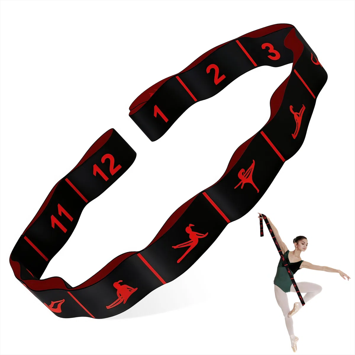 Fascia Yoga Elastico Fasce di Resistenza con 12 Fisso Loop Fascia, Elastica Fitness Cinghia di Yoga per Pilates, Fitness, Stretching, Allenamento, Danza