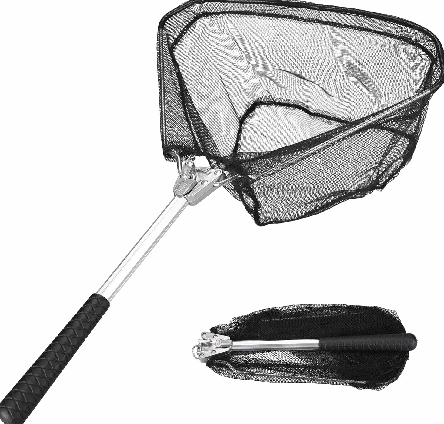 Rete da pesca pieghevole nera 51 cm – Sacatiera per adulti e bambini, atterraggio per salmone e pesce gatto