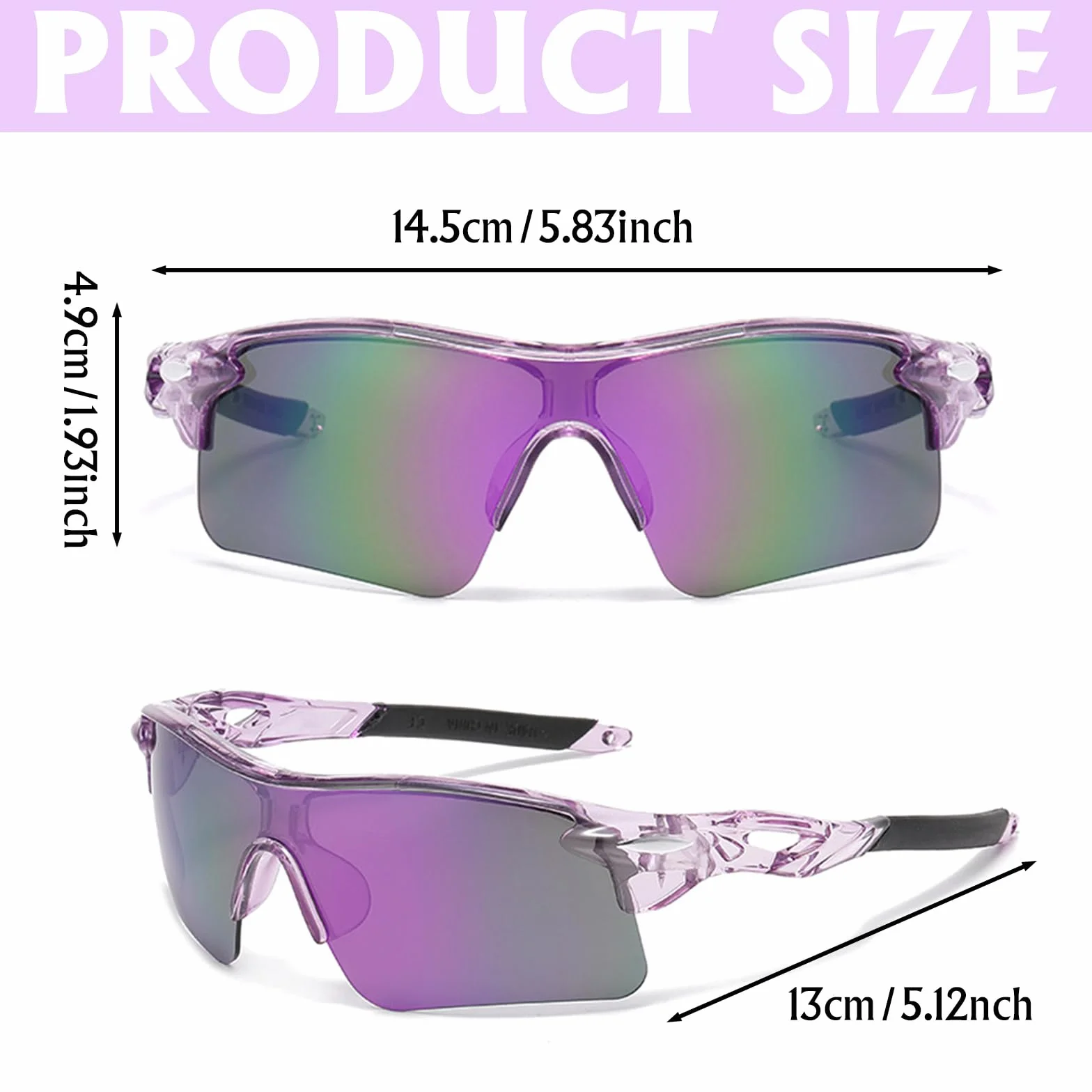 2 PCS Occhiali Ciclismo, Occhiali da Sole da Uomo Donna, Occhiali Sportivi Protezione UV Antivento Polarized Sunglasses Uomo per Attività All'aria Aperta Corsa Mountain Ciclismo, con 2 Cordino
