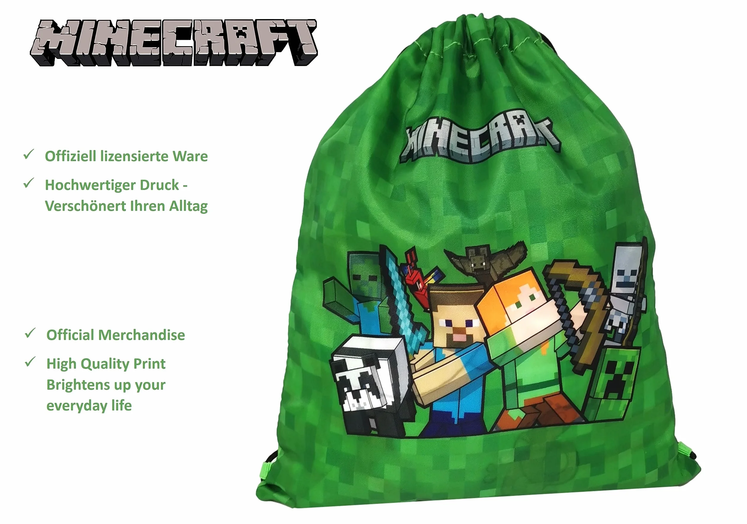 Theonoi Minecraft - Borsa da palestra, borsa da nuoto, borsa sportiva, borsa sportiva, borsa per scarpe, zaino da palestra