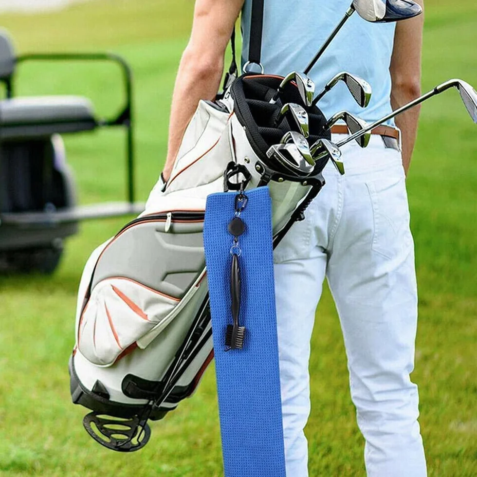 Set di 2 Asciugamani da Golf triplicati, Divertente Asciugamano da Golf con Clip per Borse da Golf per Uomo, in Microfibra con Motivo a cialda