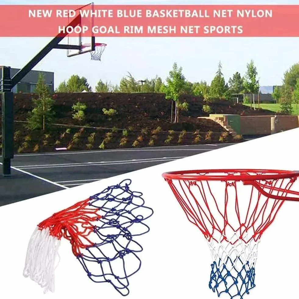 Rete per Canestro da Basket 2 Pezzi Ricambio Blu Rosso Bianco Interno Esterno