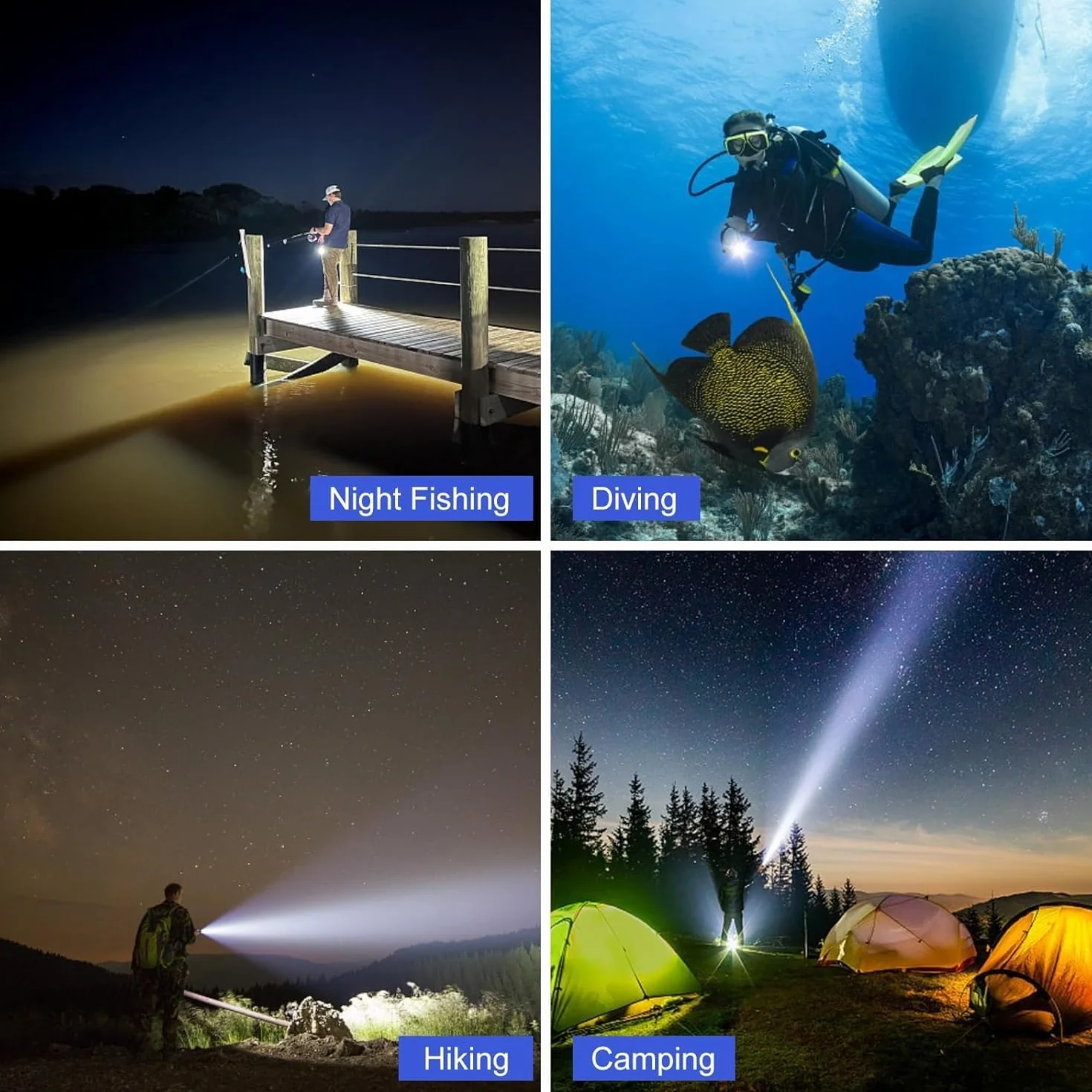 Torcia Elettrica Subacquea Impermeabile LED 8000LM 50M Scuba Diving Lampada